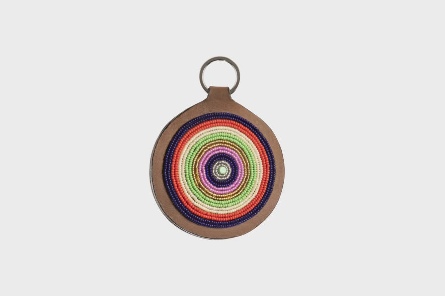 Porte-Clés / Galileo en Cuir et Pastille Masai - Multicolor (Bleu, Rouge, Ivoire, Vert Clair, Rose, Argent)