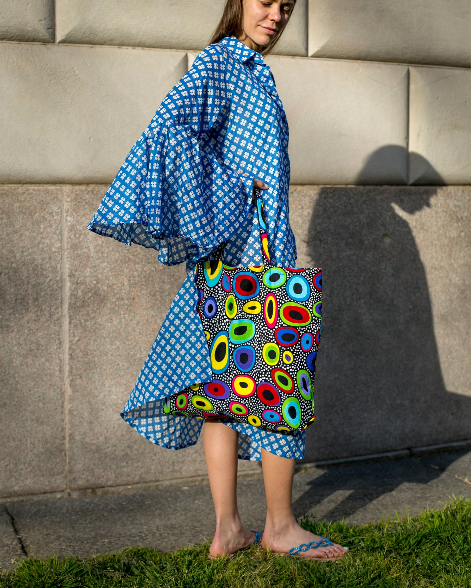 Robe été femme en coton léger et manches à volants