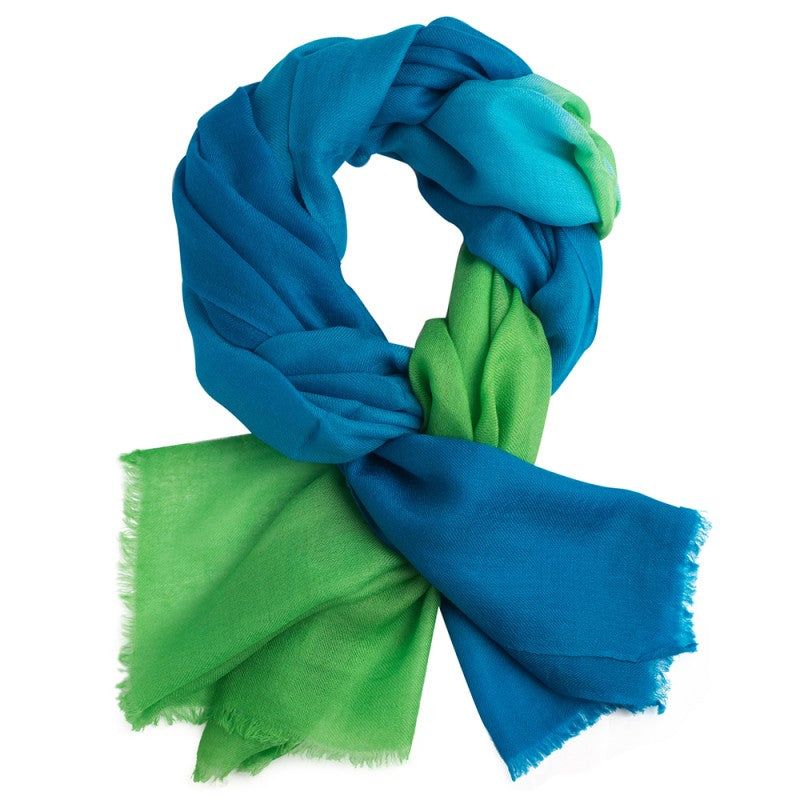 Écharpe en Cashmere Nuvola - Vert & Bleu