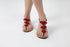 Sandales cuir et perles colorées plats fait main