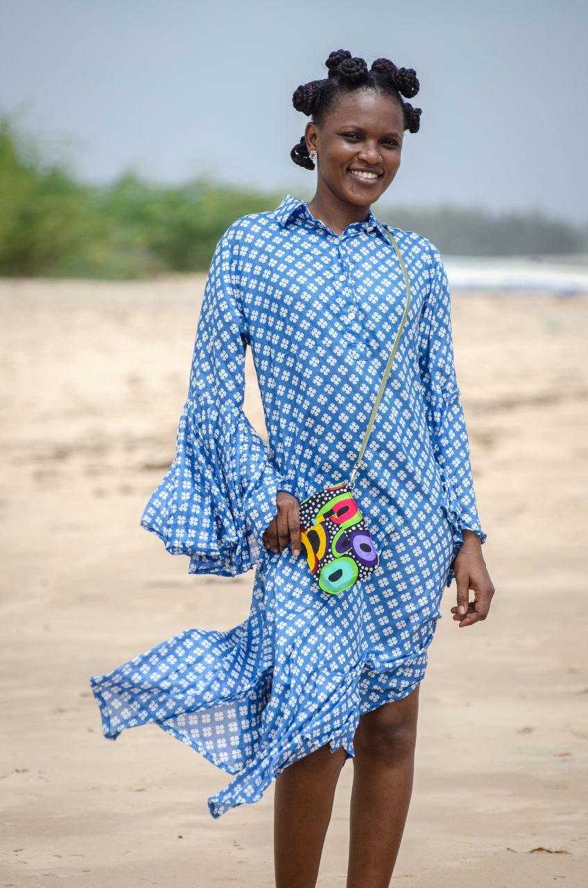 Robe été femme en coton léger et manches à volants