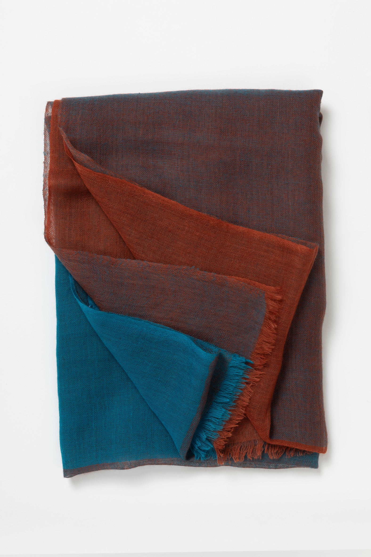 Echarpe en Cashmere Ultra Light - Bleu Roi & Rouille