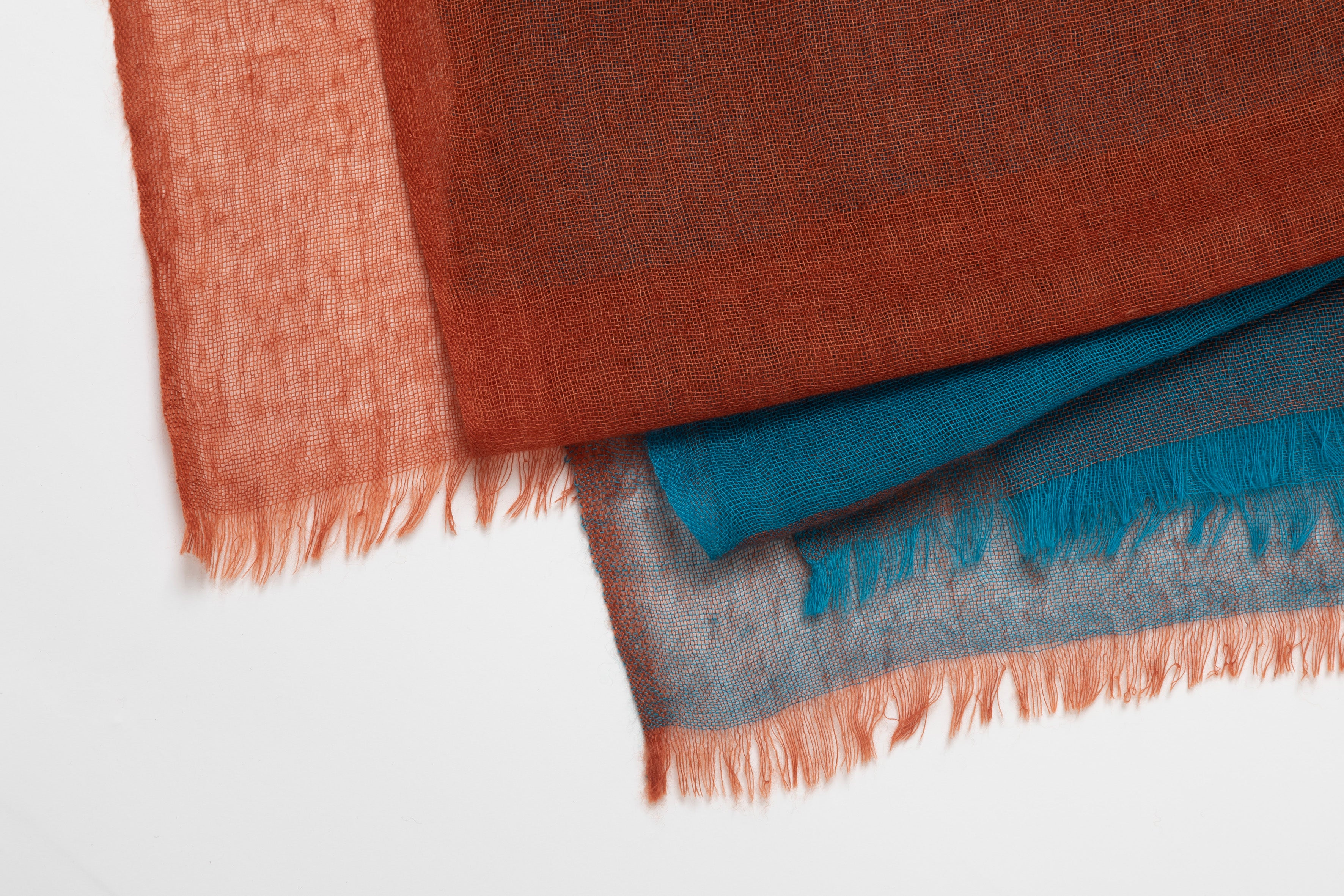 Echarpe en Cashmere Ultra Light - Bleu Roi & Rouille