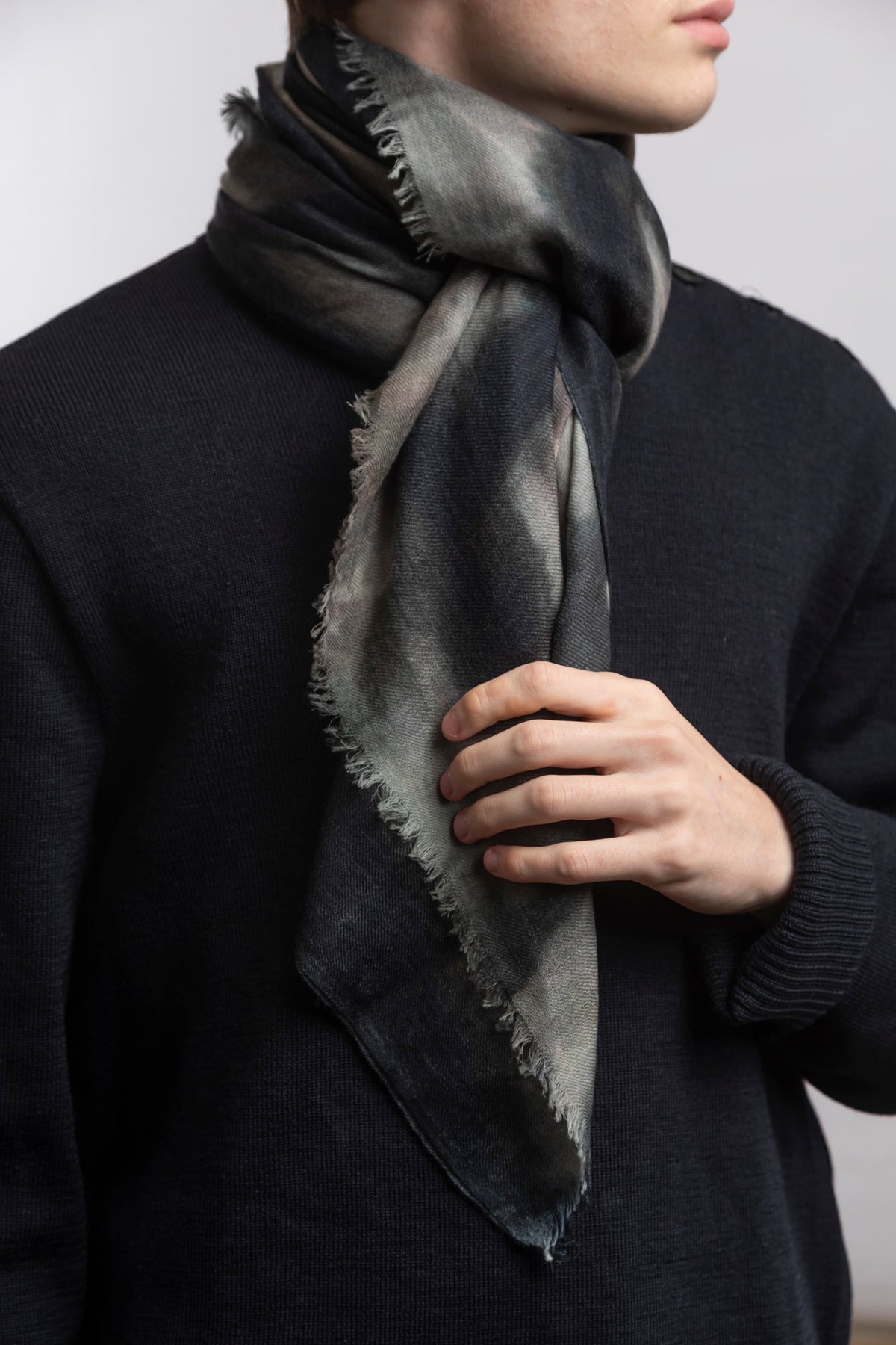 Echarpe en Cashmere Ultra Light - Tie & Dye Noir