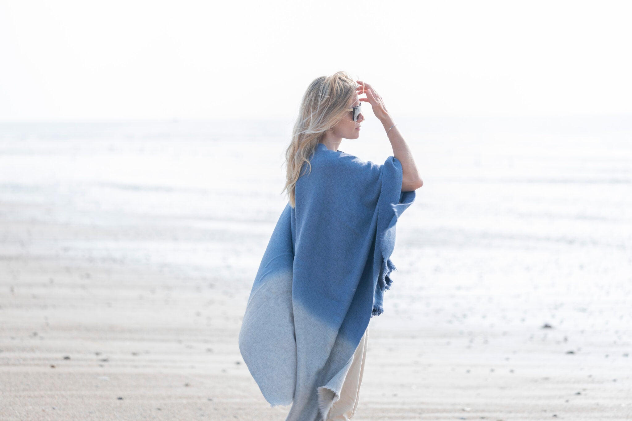 Poncho en Yack - Bleu Gris