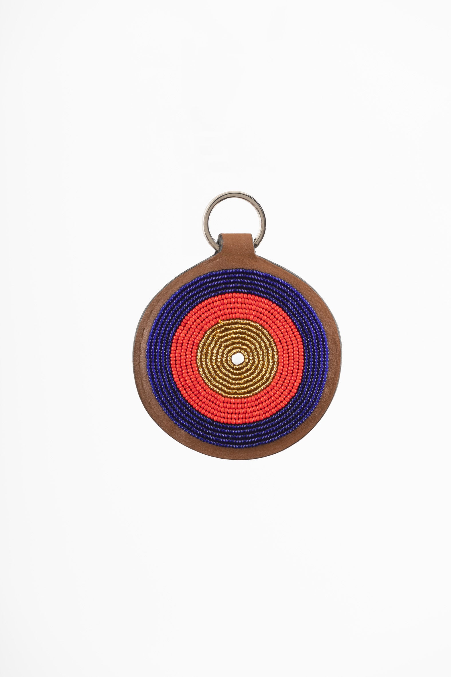Porte-Clés / Galileo en Cuir et Pastille Masai - Bleu / Rouge / Or