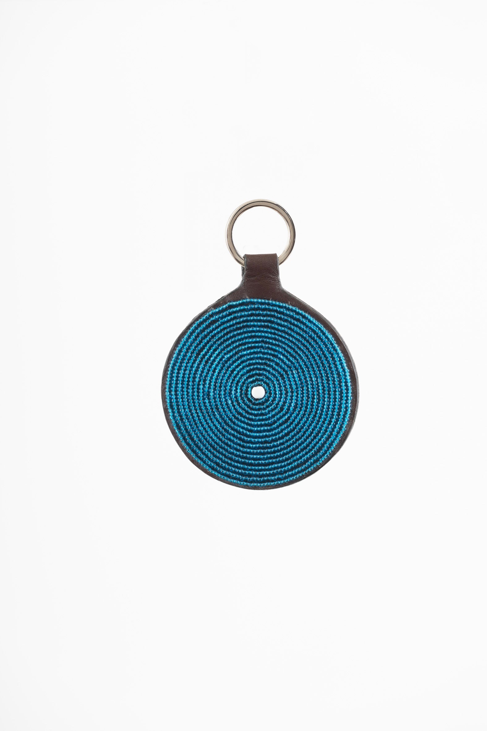 Porte-Clés / Galileo en Cuir et Perles Masai - Bleu Masai