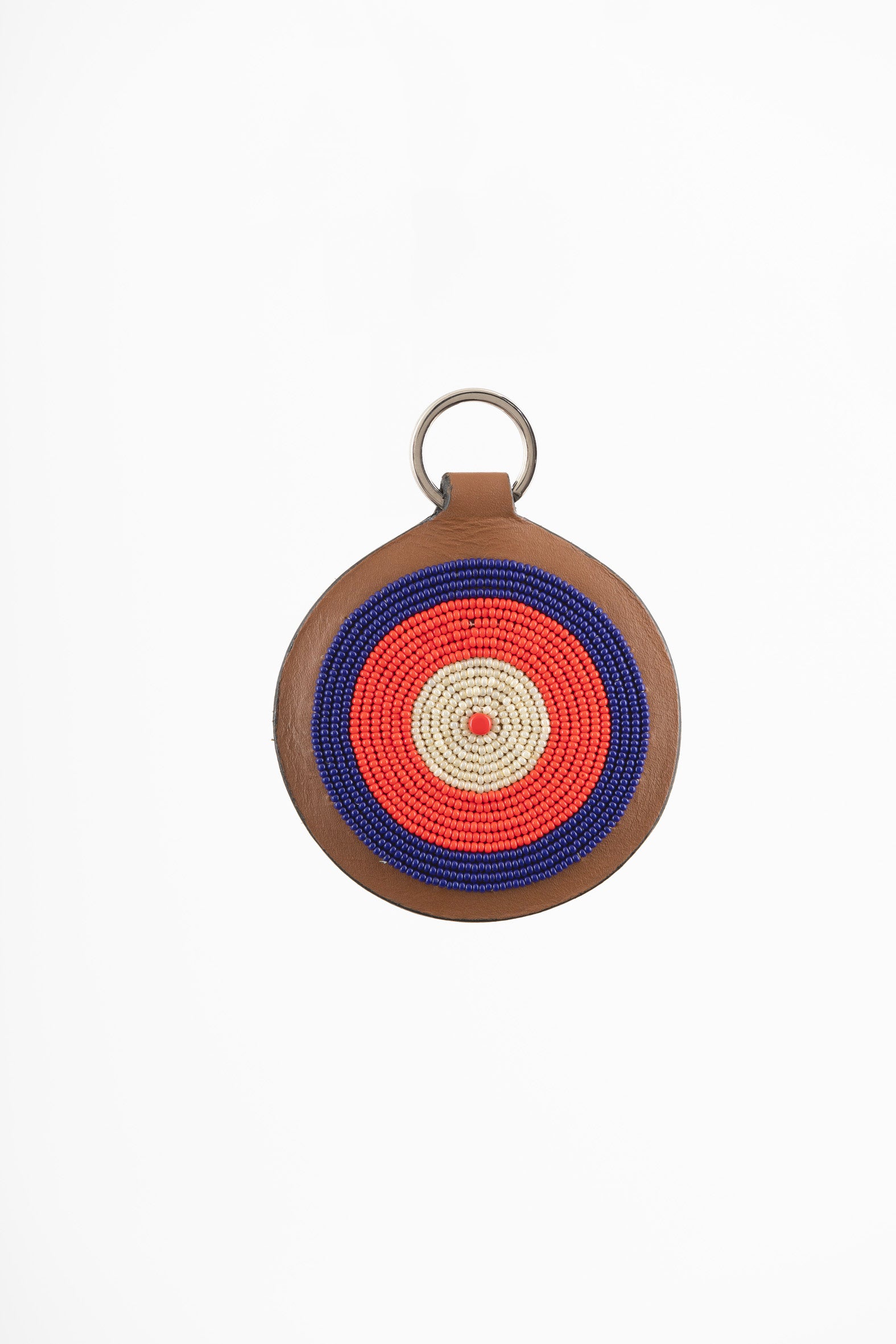 Porte-Clés / Galileo en Cuir et Pastille Masai - Bleu / Rouge / Ivoire