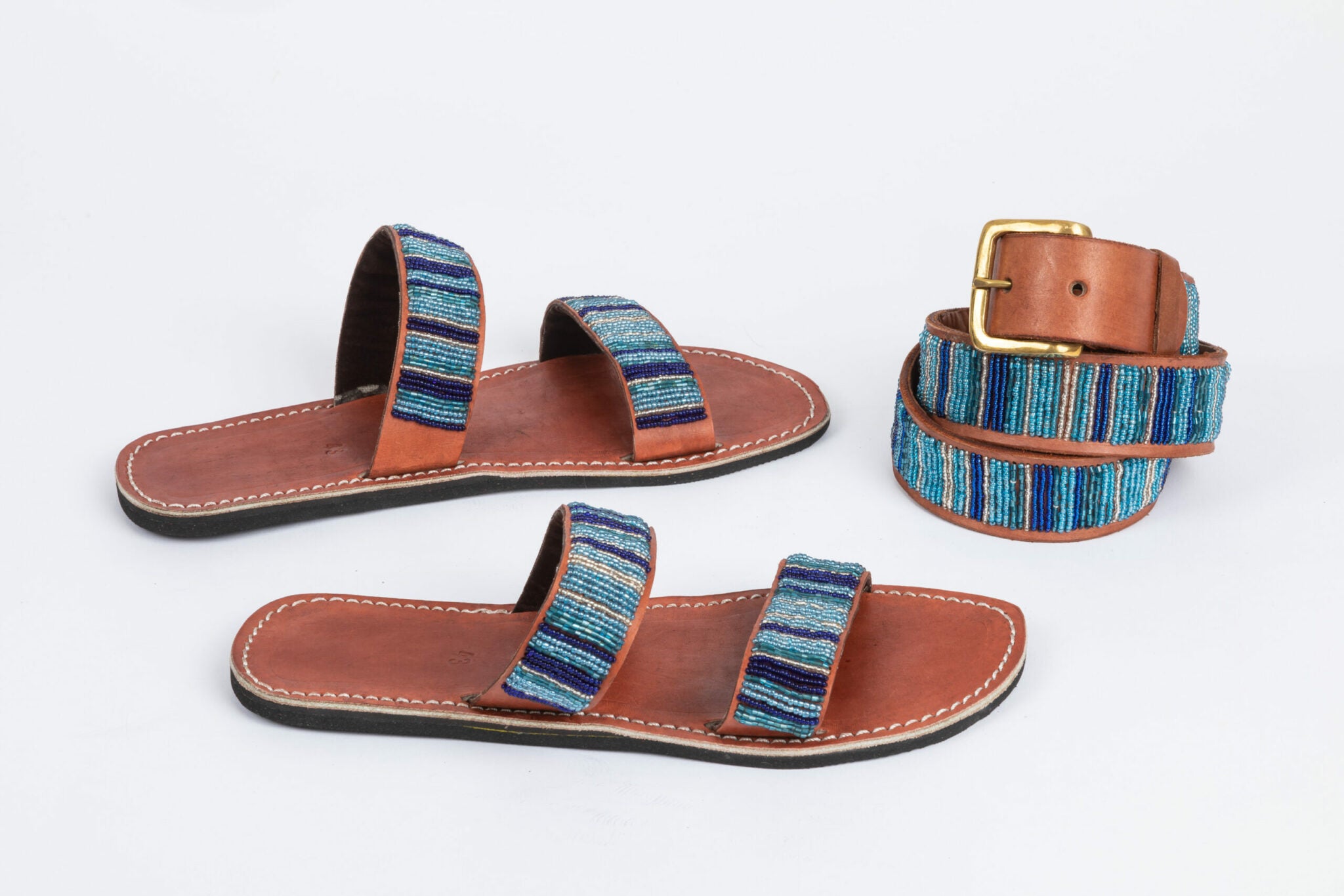 Sandales homme en cuir et perles colorées MiniRosa
