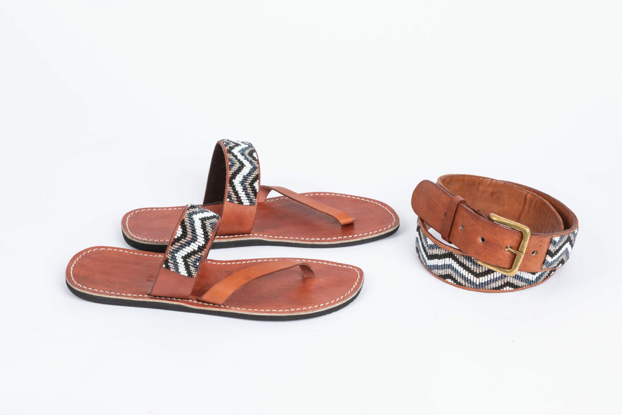 Sandales homme en cuir et perles colorées MiniRosa
