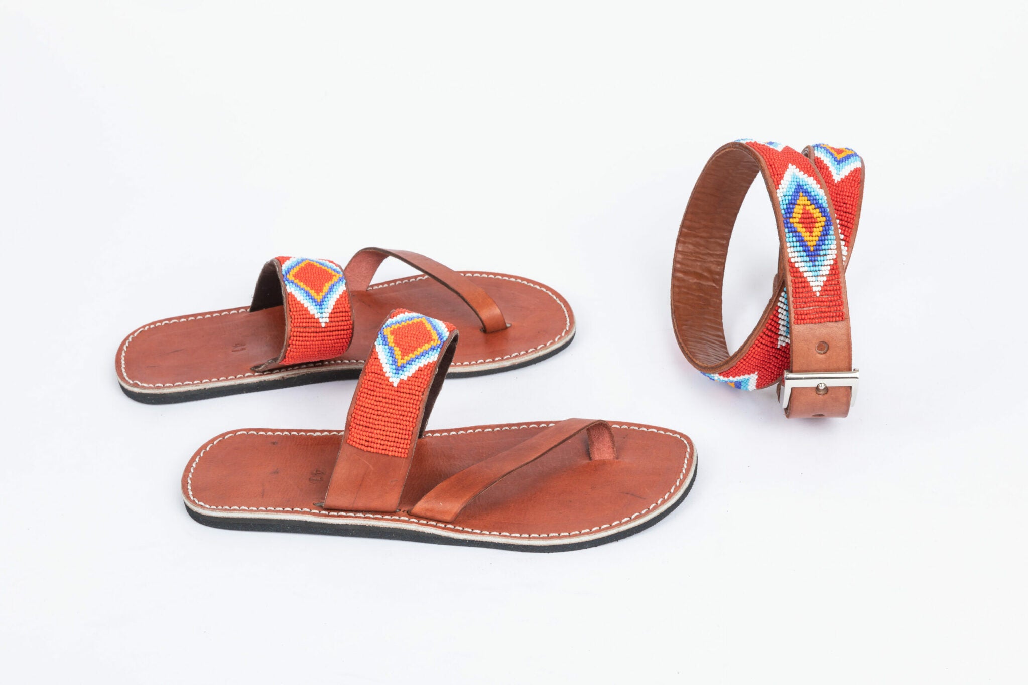 Sandales homme en cuir et perles colorées MiniRosa