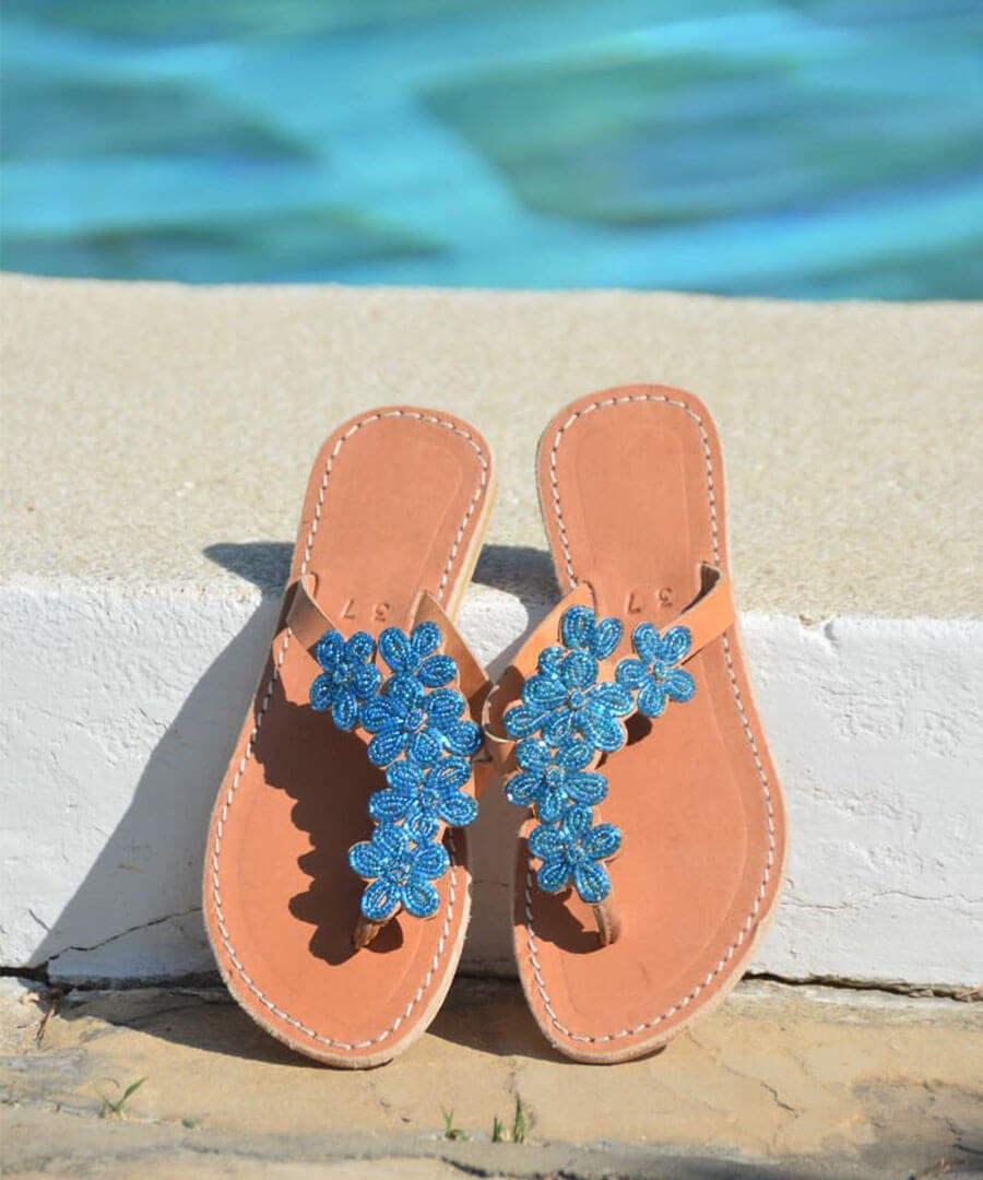 Sandale Luna - Fleurs bleues