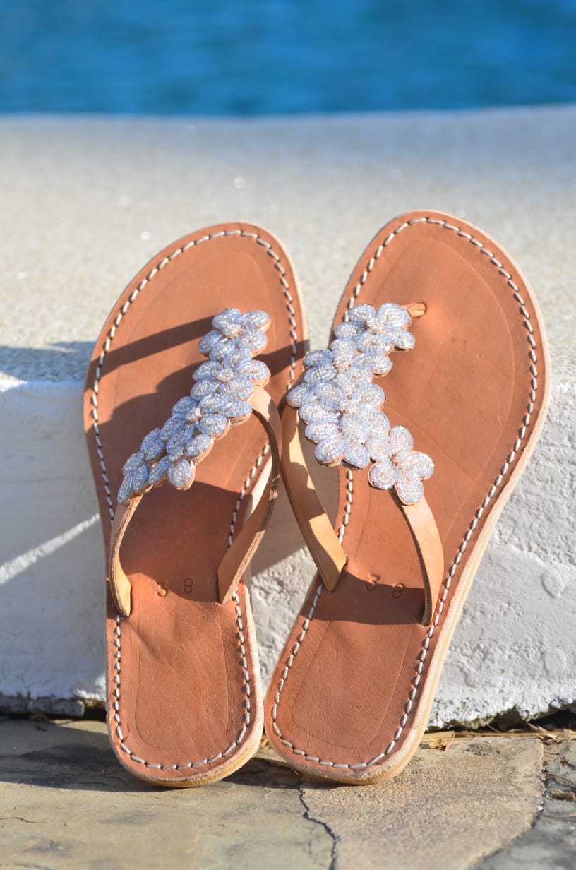 Sandales femme en cuir et perles colorées MiniRosa