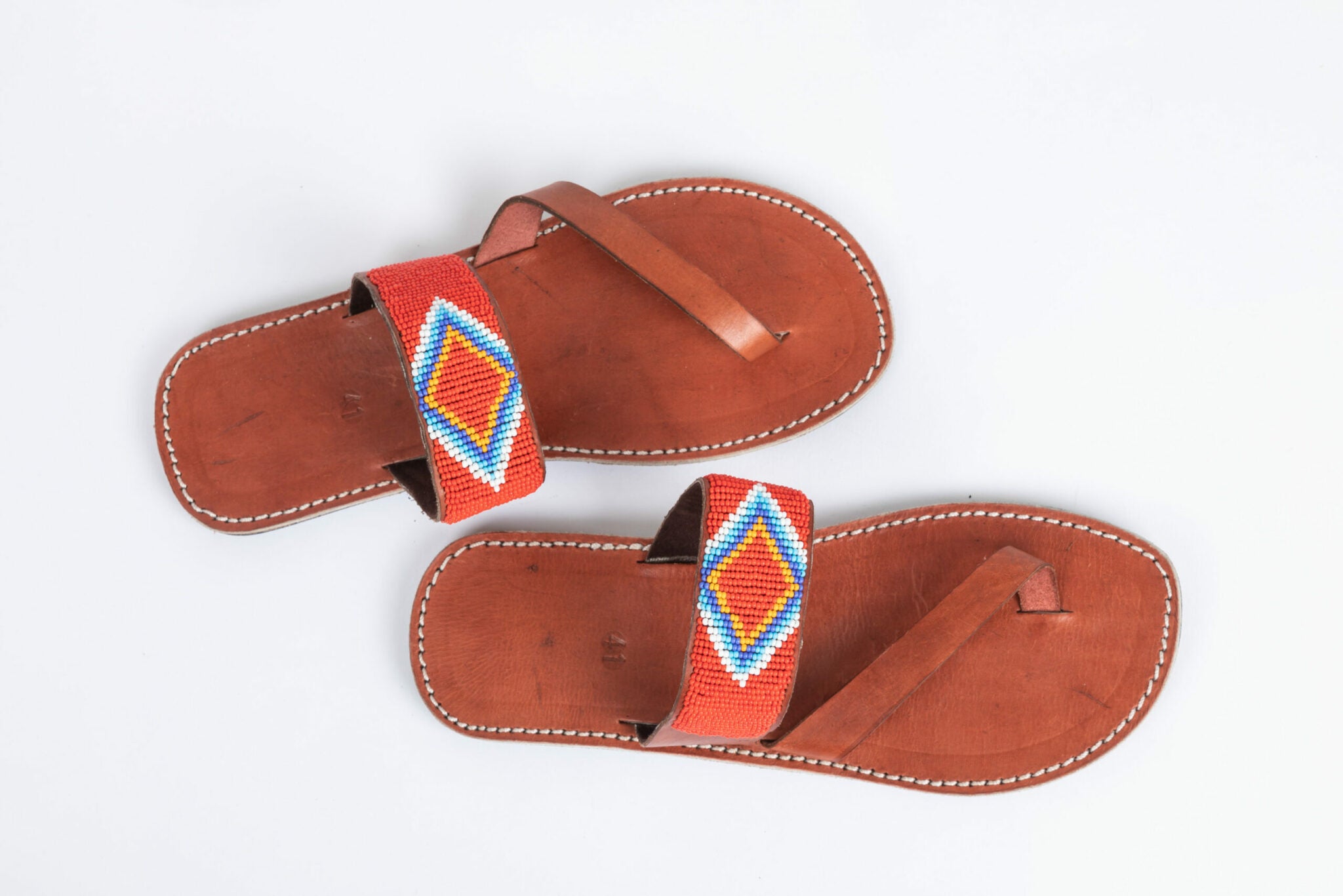 Sandales homme en cuir et perles colorées MiniRosa