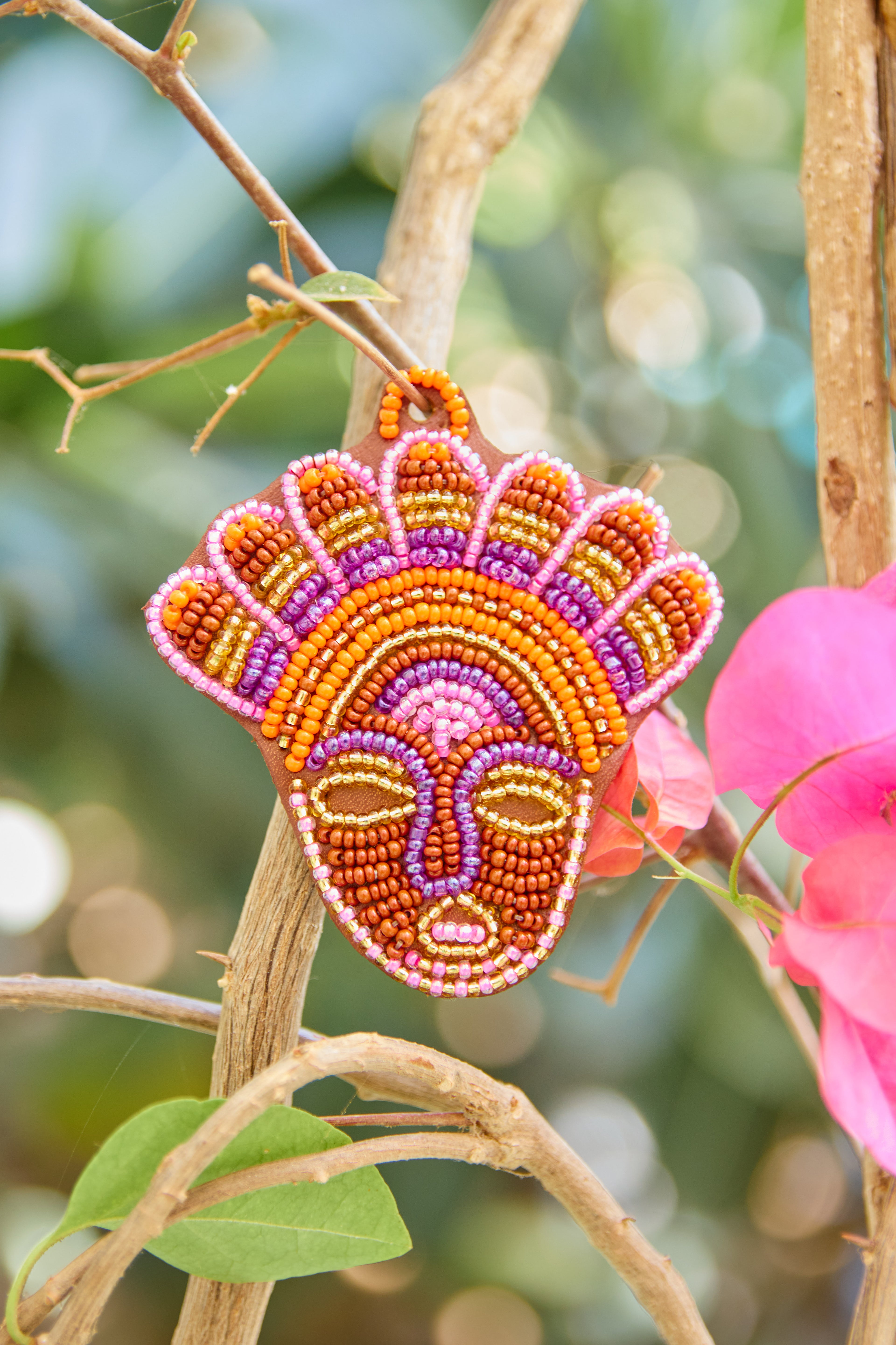 Porte-clés / Charm Masque Rose