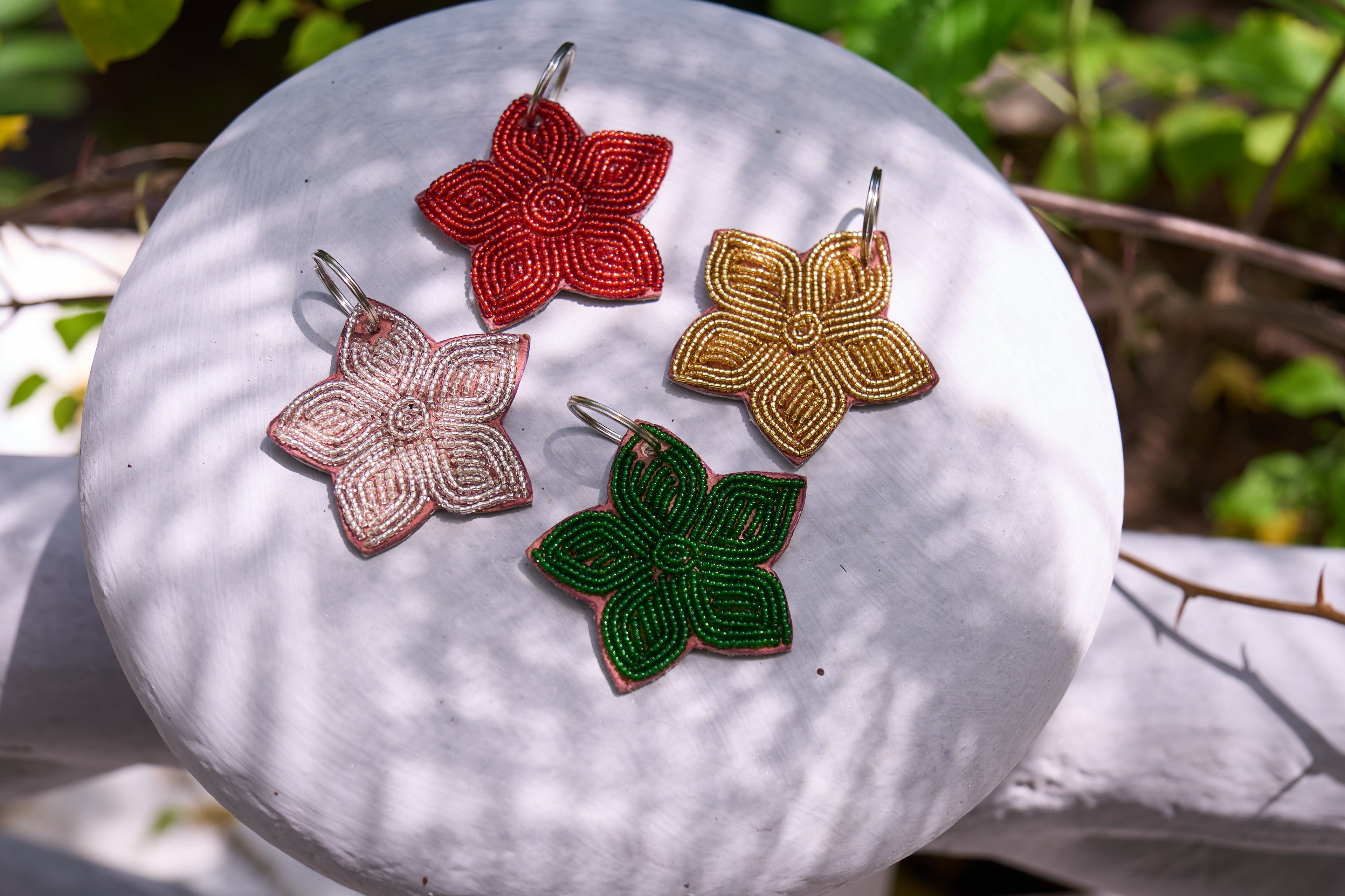 Porte-clés / Charms Fleurs de Noël