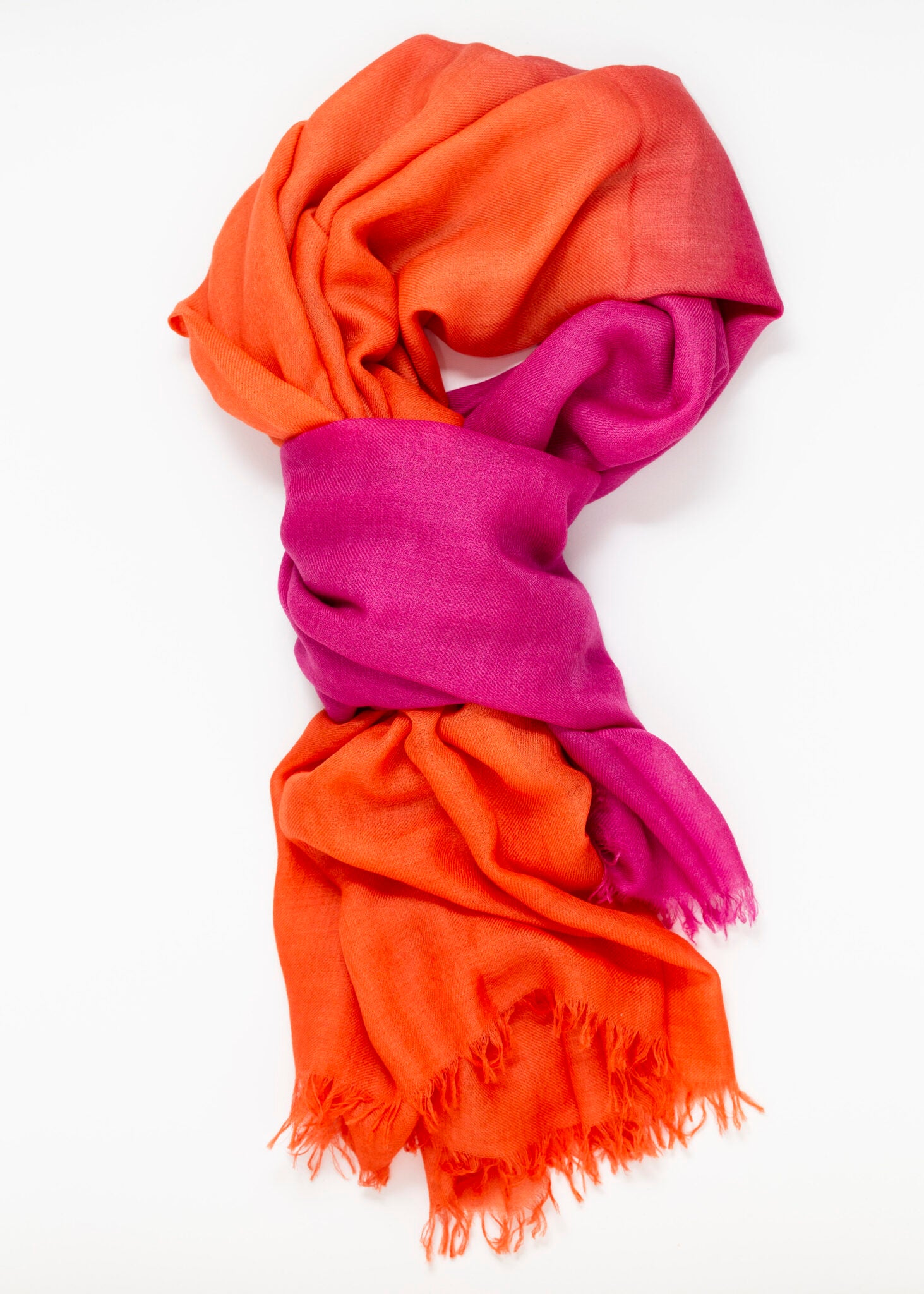 Écharpe en Cashmere Nuvola - Orange & Fuchsia