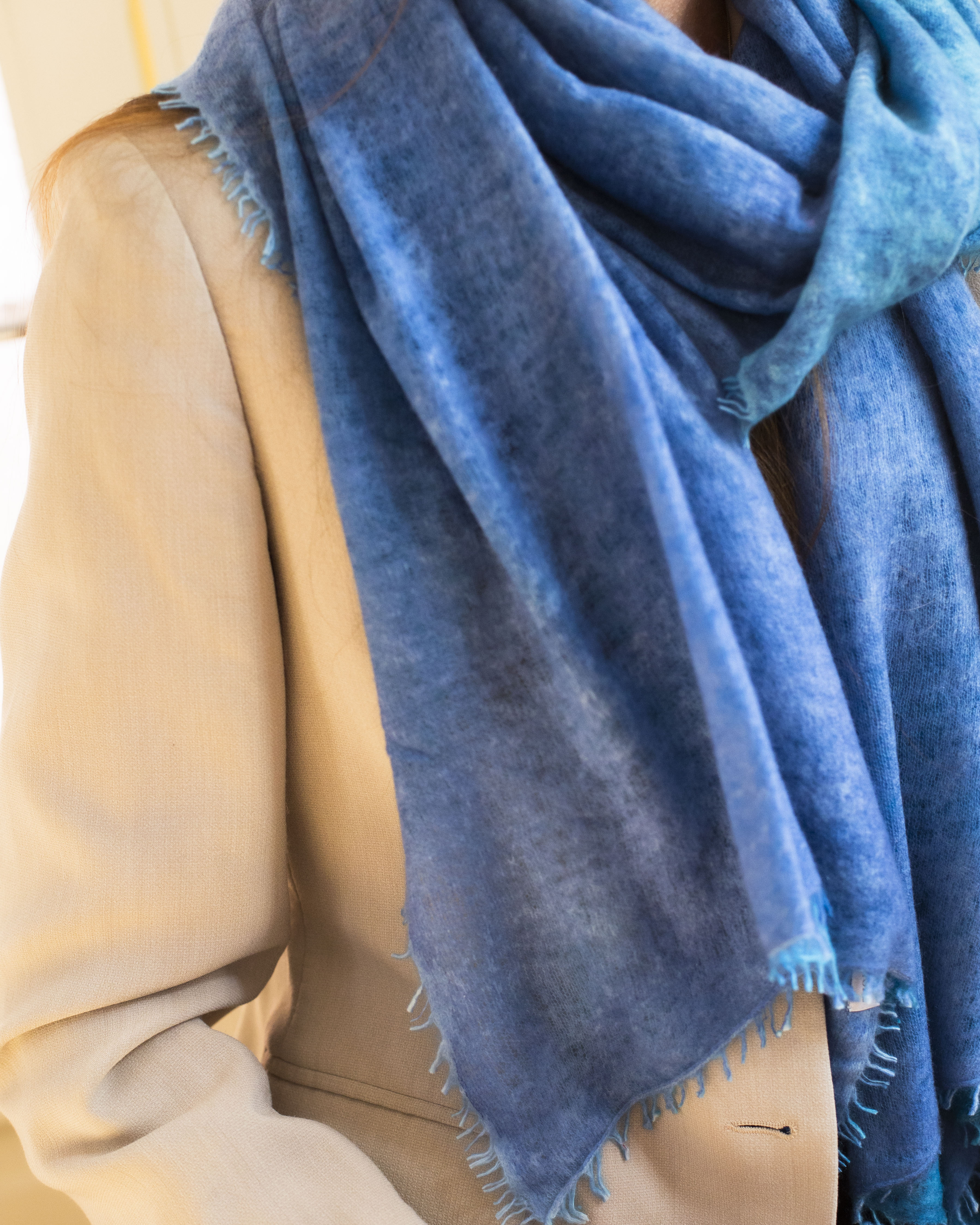 Echarpe en Cashmere Spray - Bleu Turquoise