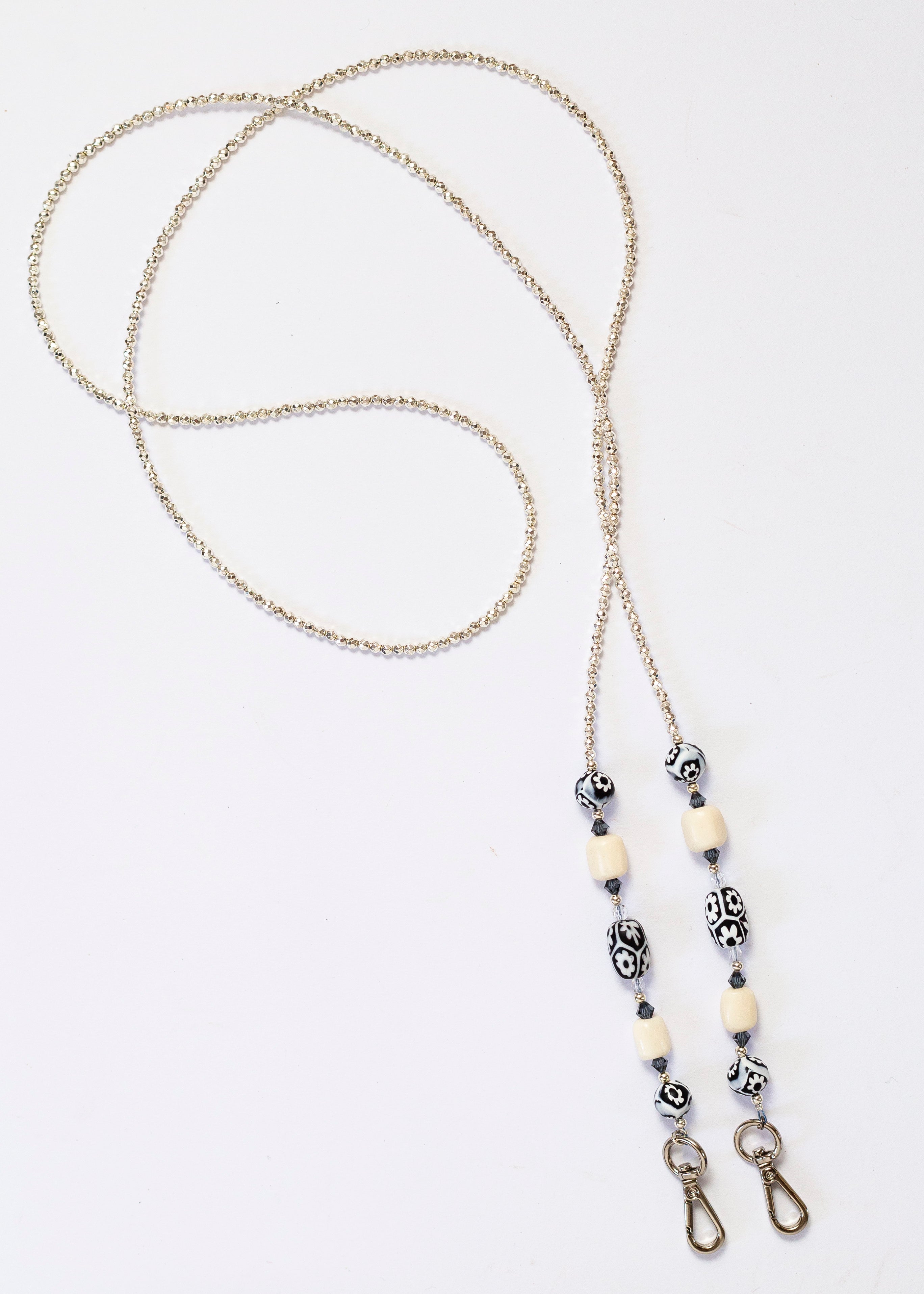 Bandoulière Rosa Perles de Burano Noir & Blanc