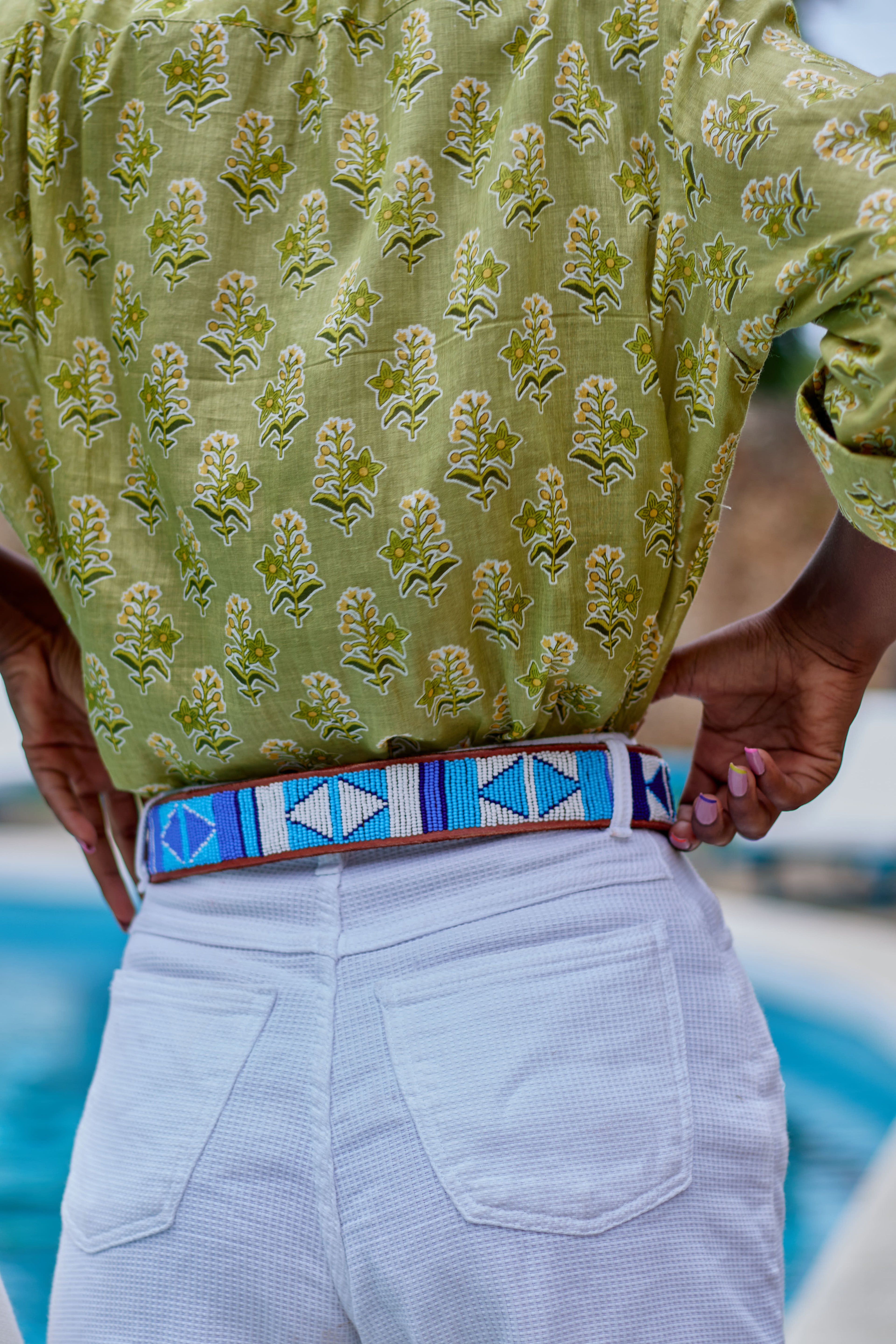 Masai Belt - Geometric (Blue)