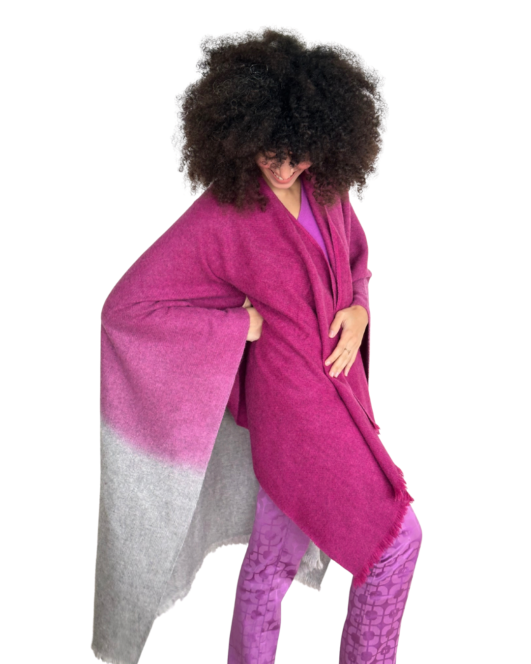 Poncho en Yack - Fuchsia