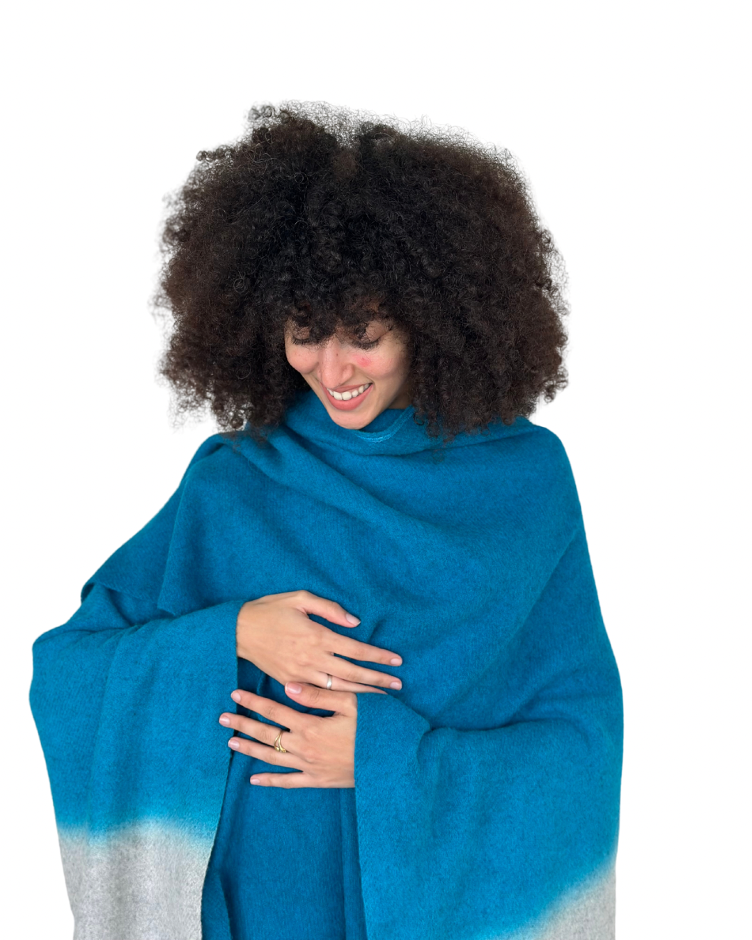Poncho en Yack - Bleu Canard