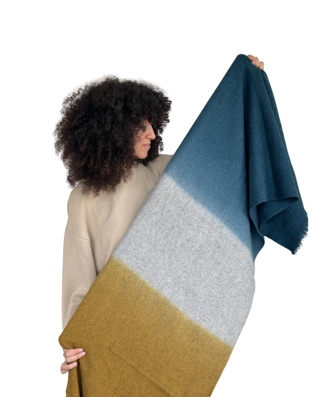 Écharpe en Yack - Dégradé Bleu & Ocre