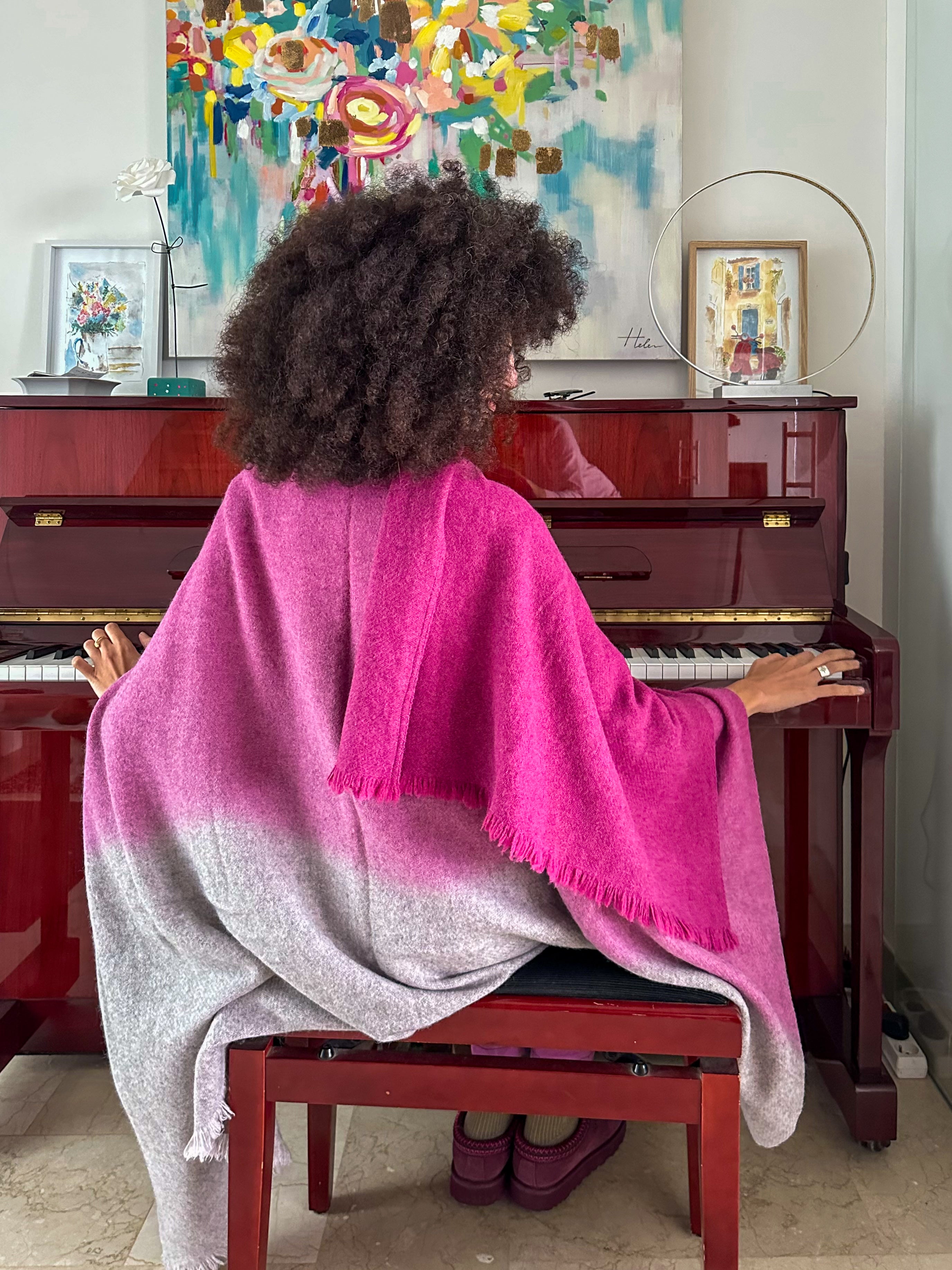 Poncho en Yack - Fuchsia