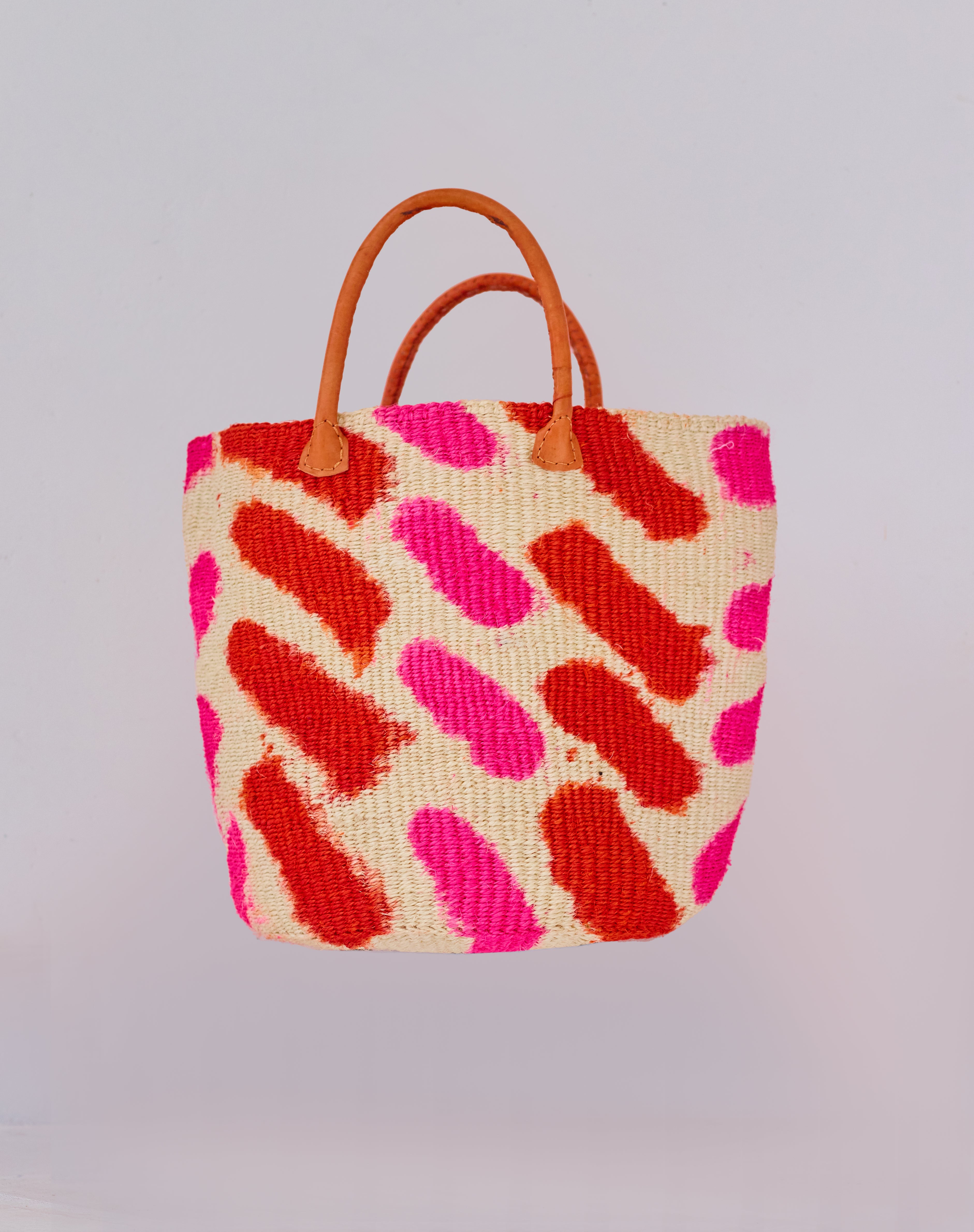 Grand panier en sisal - Rose & Rouge