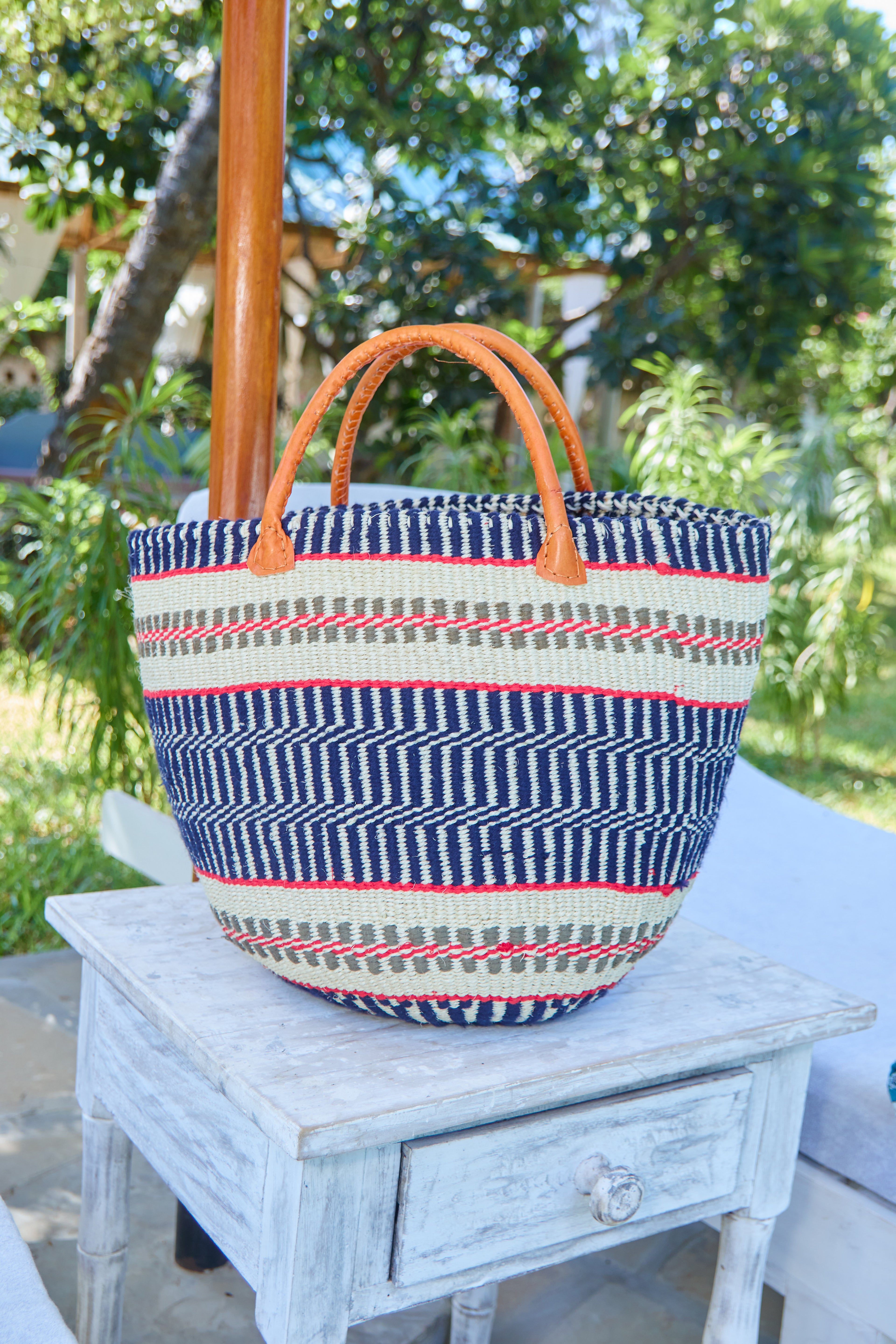 Grand panier en sisal - Beige & Noir