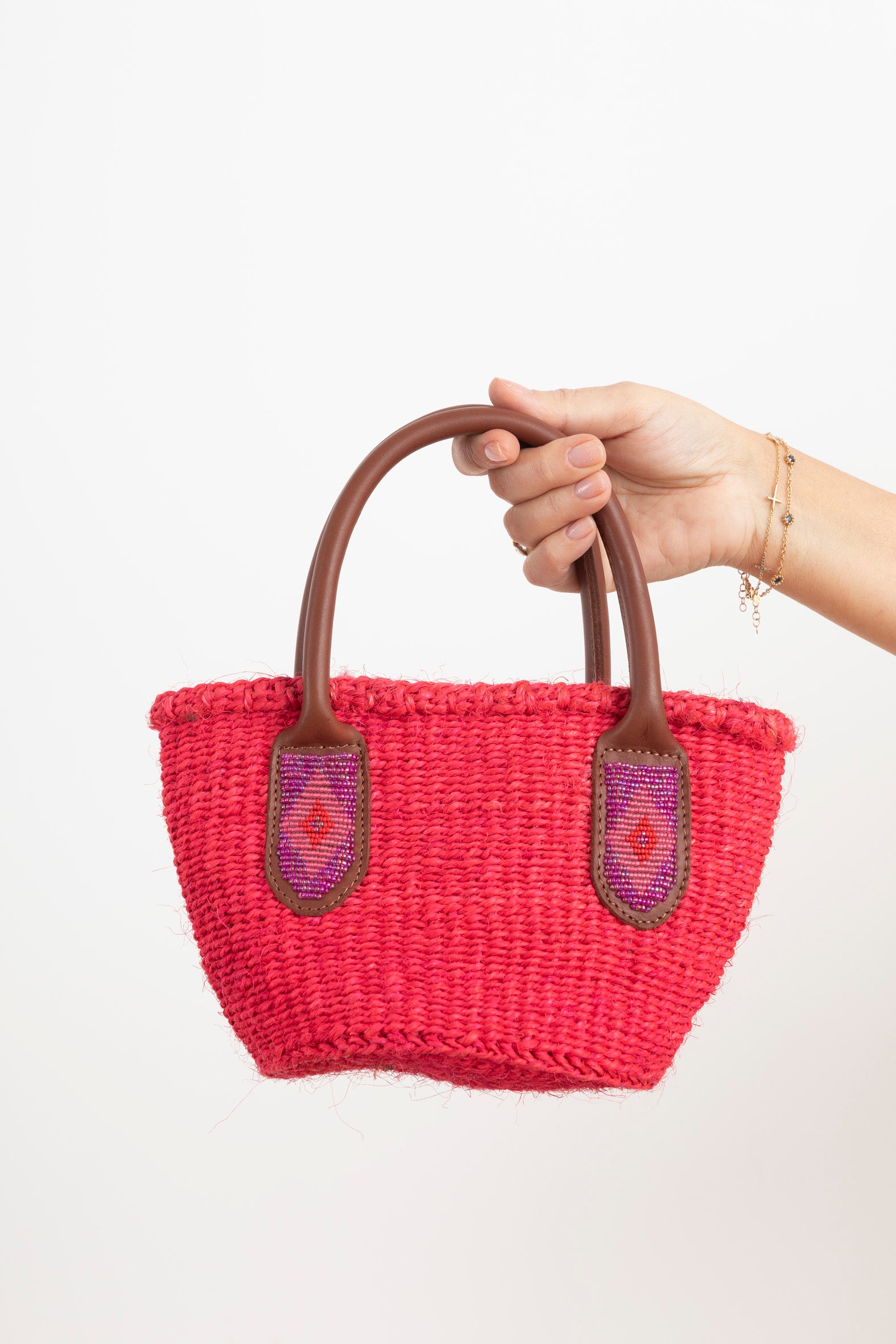 Petit panier en sisal - Rouge