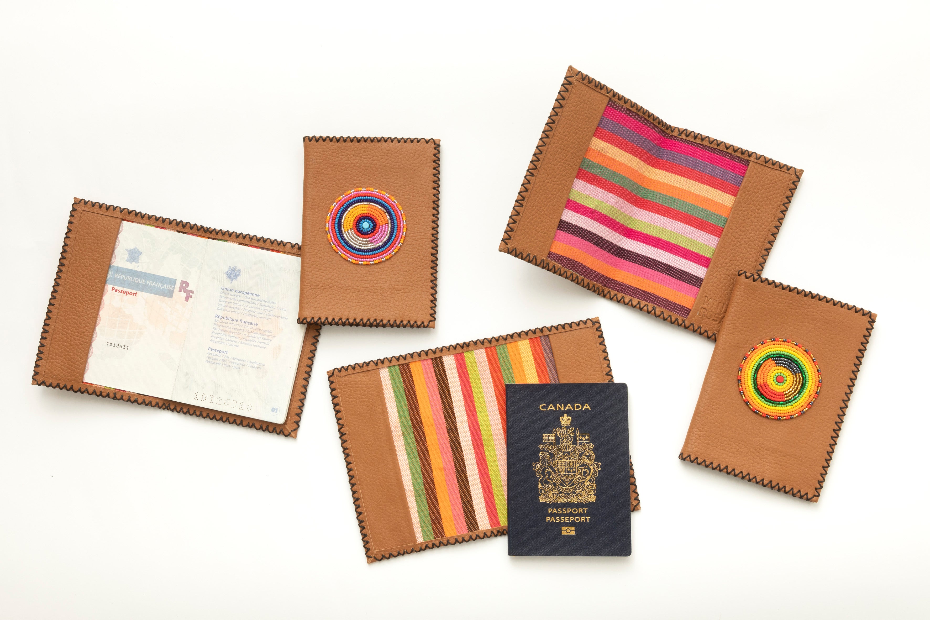 Etui Porte-Passeport en Cuir Grainé & Pastille Masai