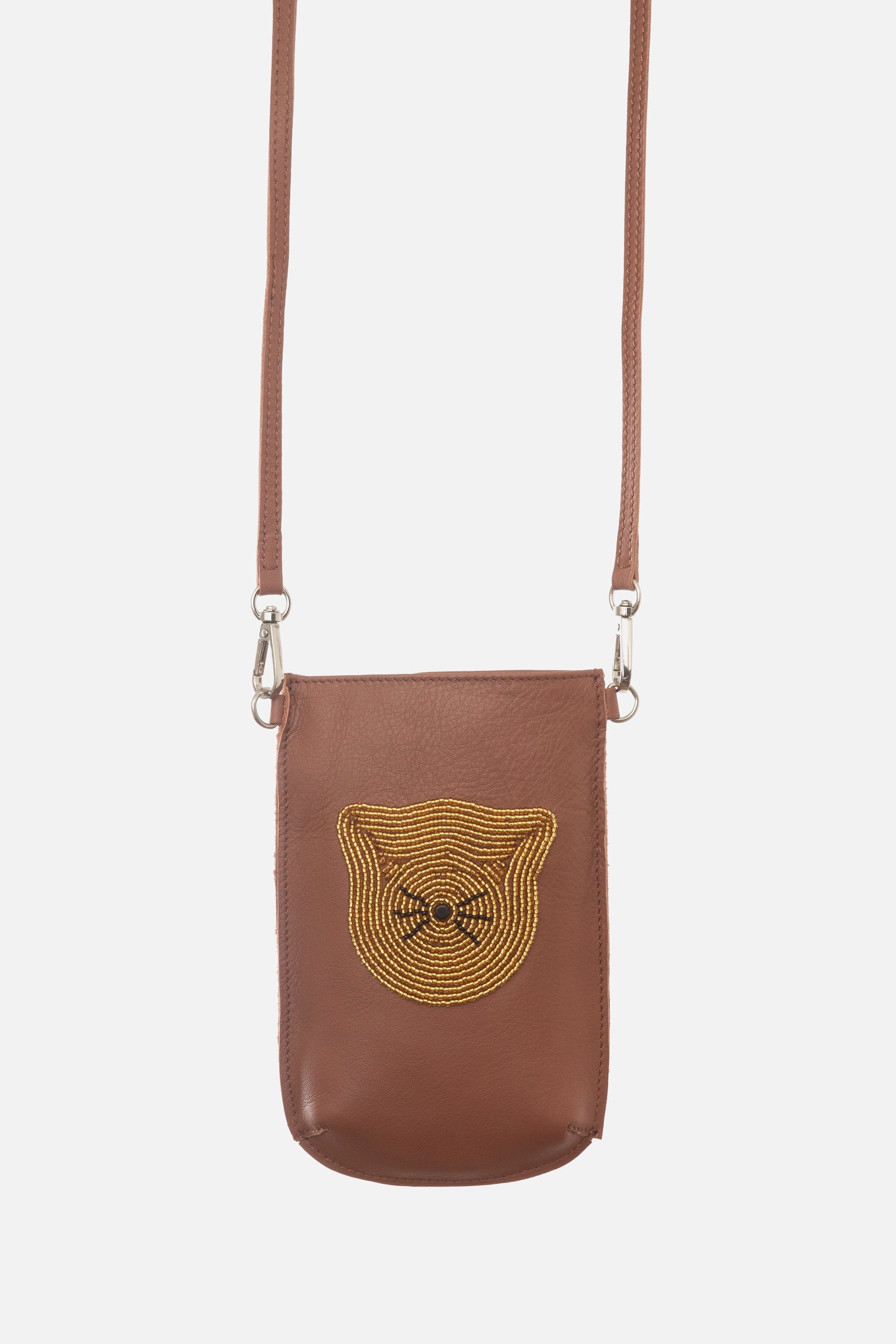 Porte-Téléphone Bravo Cuir - Chat Or