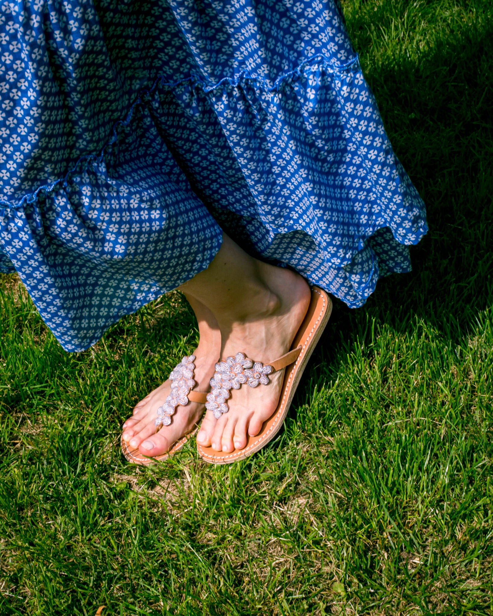 Sandales femme en cuir et perles colorées MiniRosa