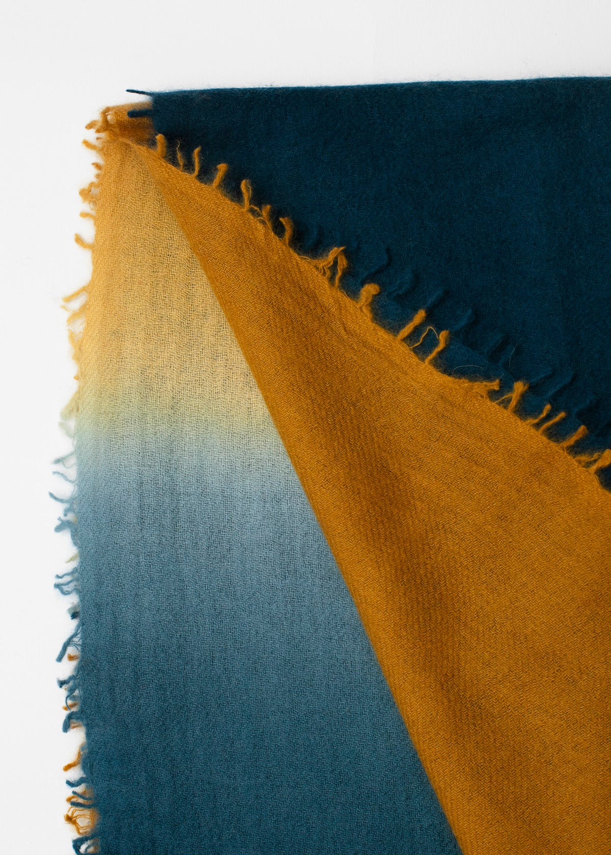 Echarpe en Cashmere bicolore - Bleu & Ocre