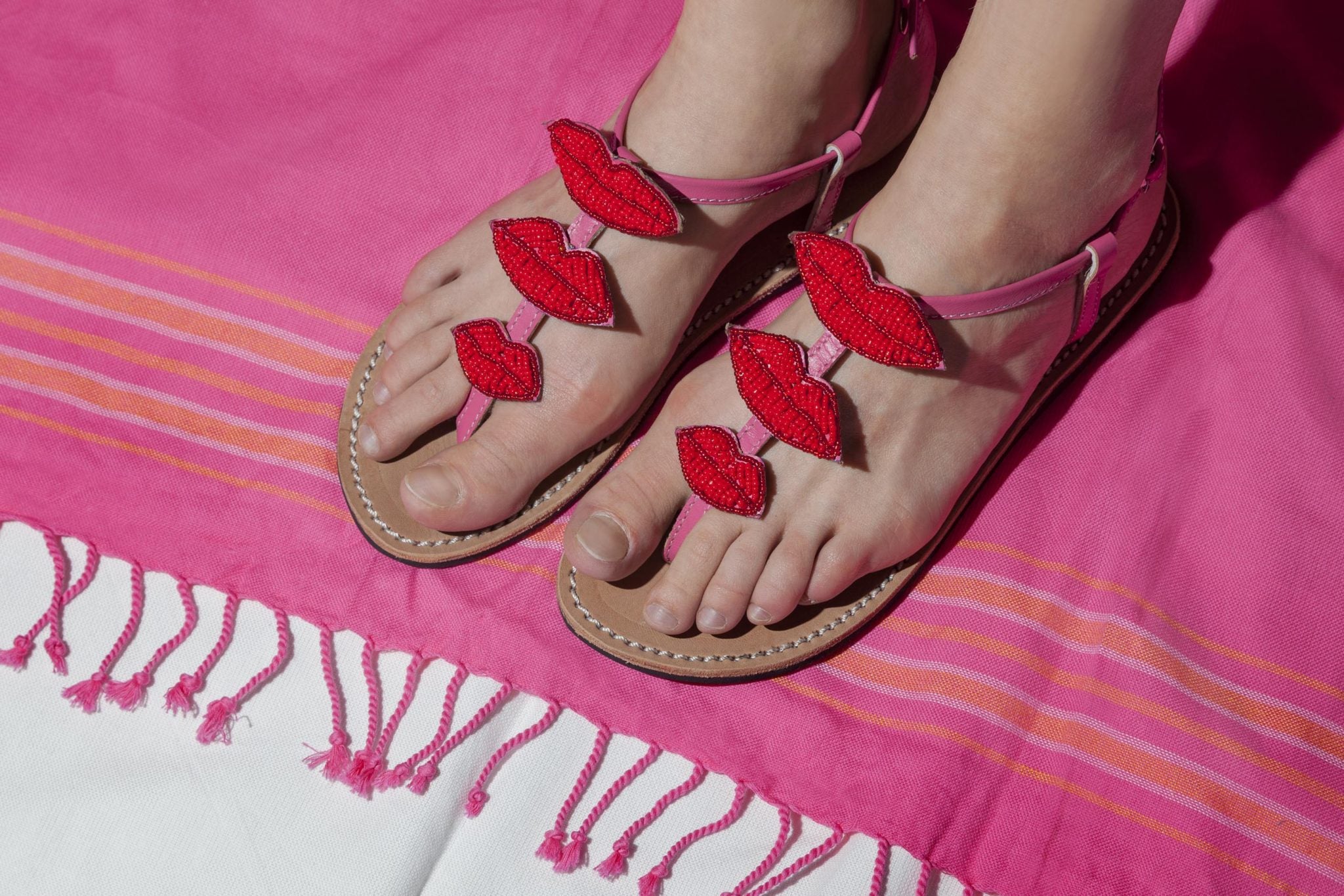 Sandales cuir plats fait main