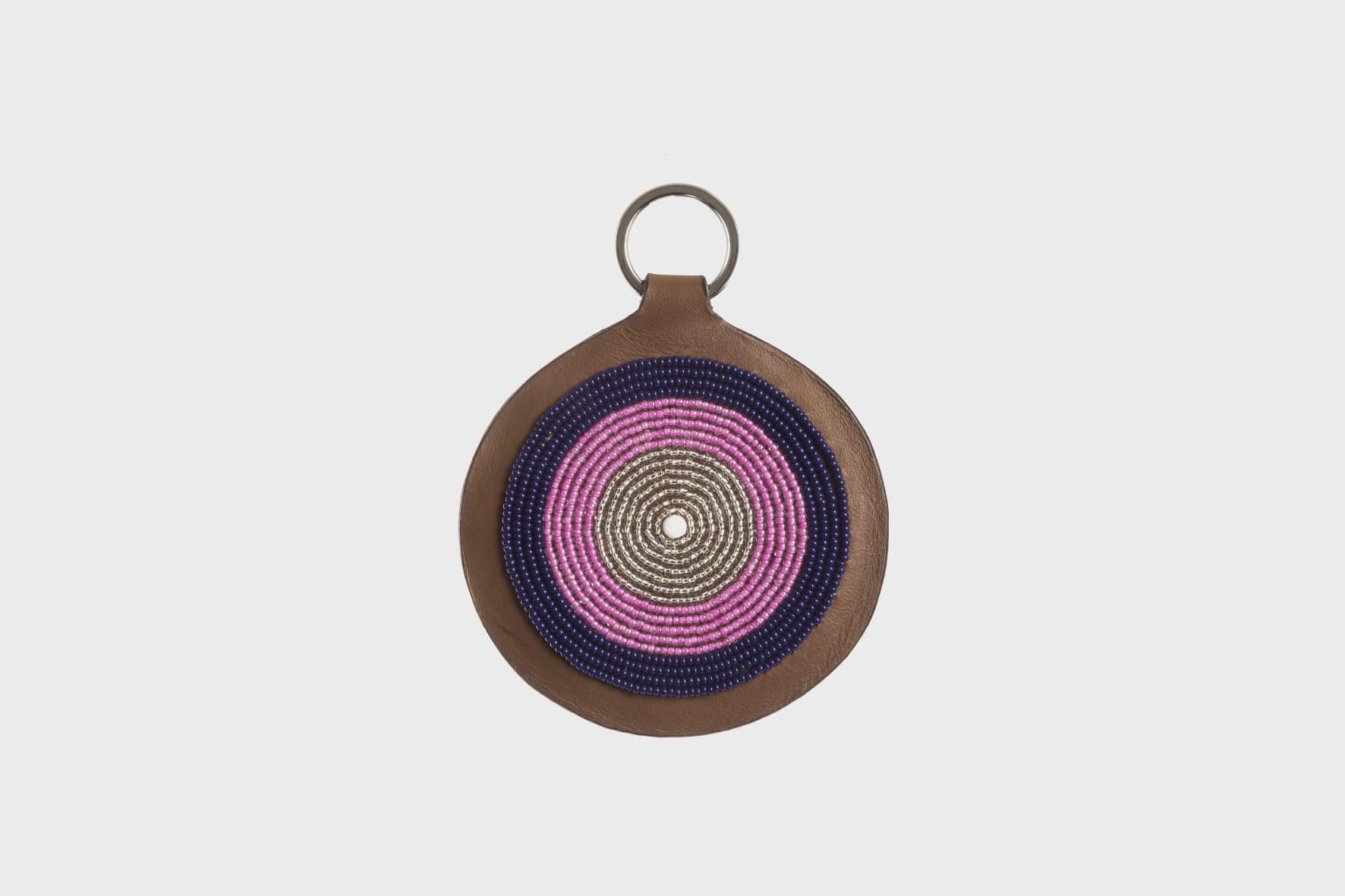 Porte-Clés / Galileo en Cuir et Pastille Masai - Rose / Bleu / Argenté