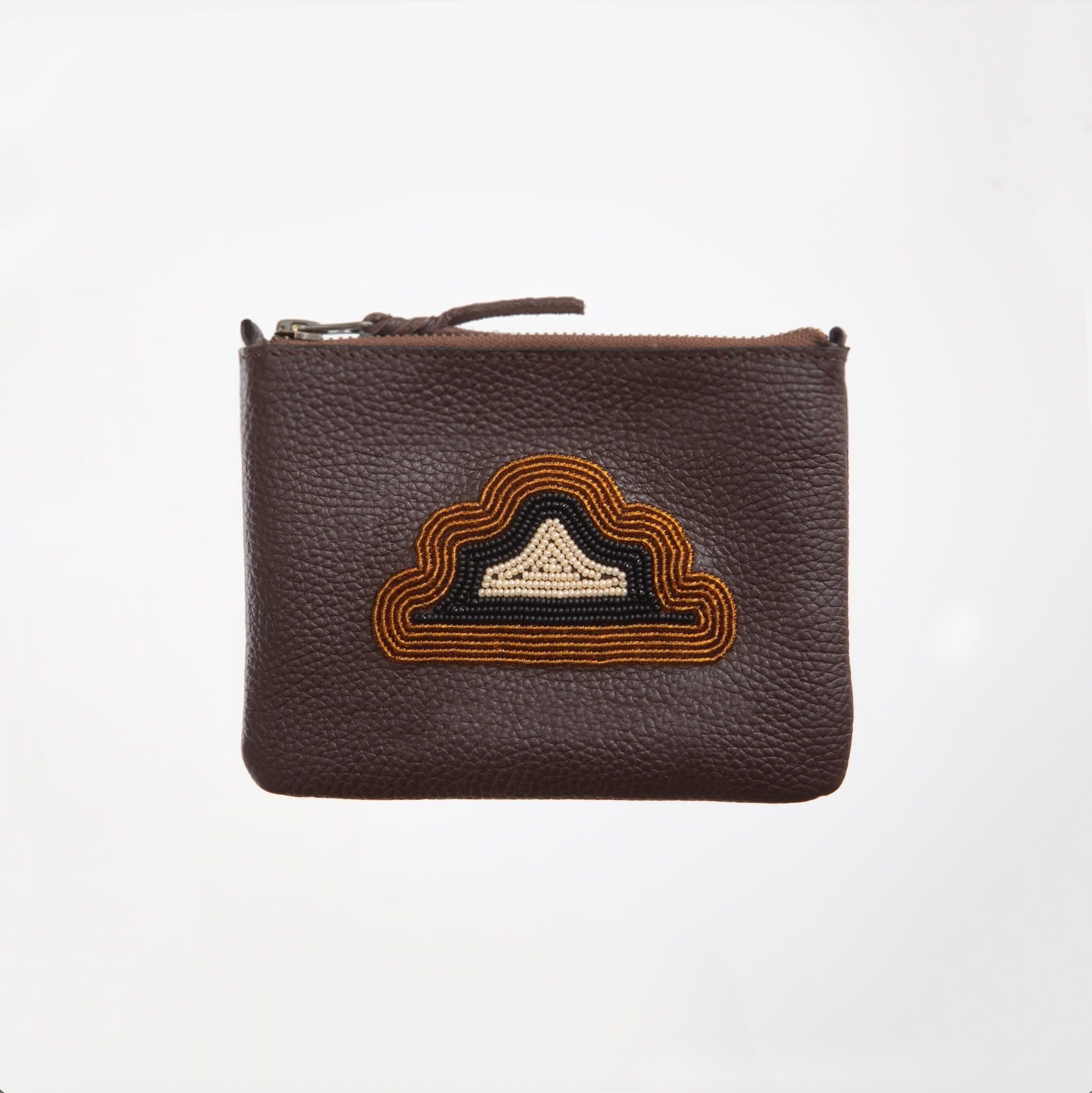 Pochette en Cuir Grainé Marron Foncé - Nuage (Bronze)