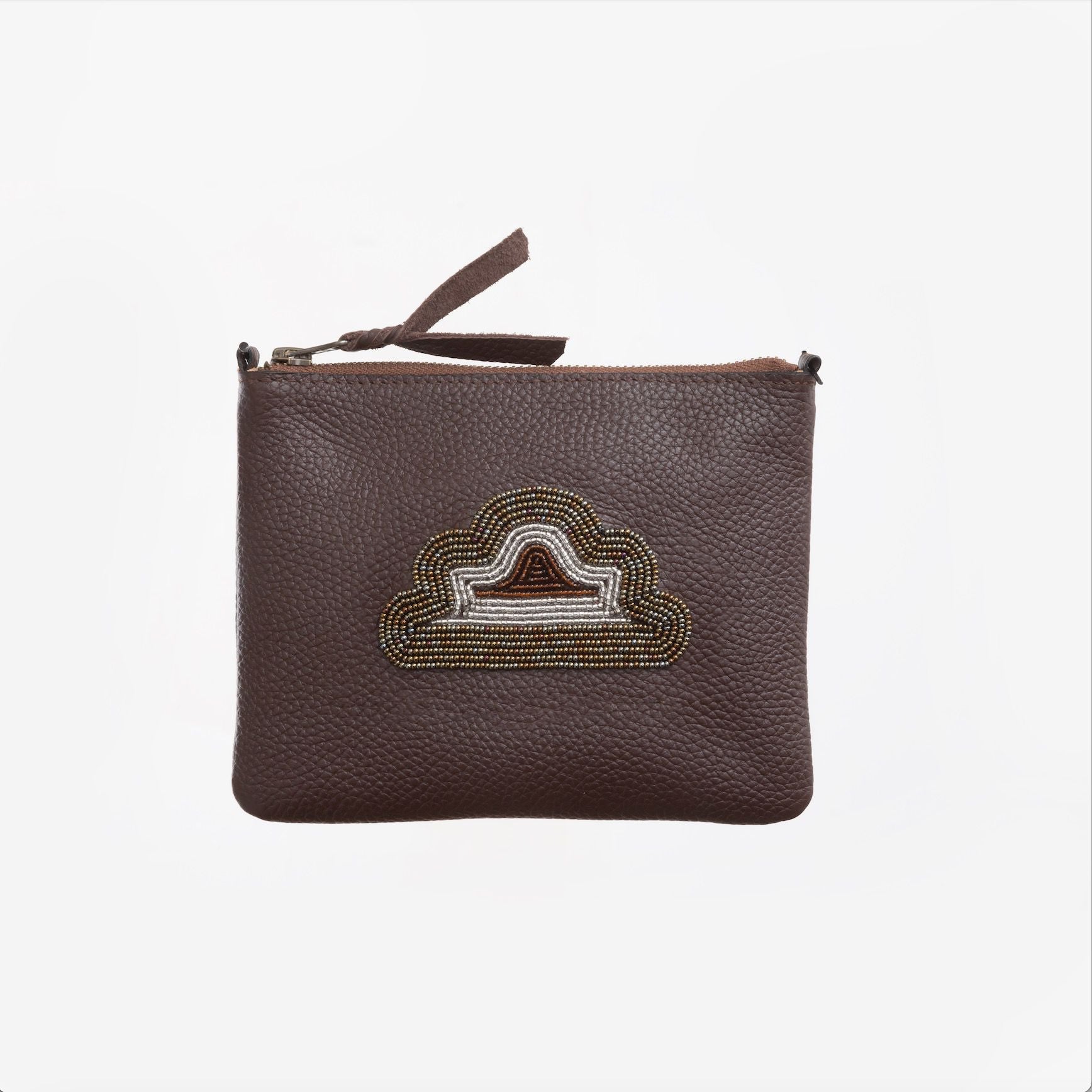 Pochette en Cuir Grainé Marron Foncé - Nuage (Marron)