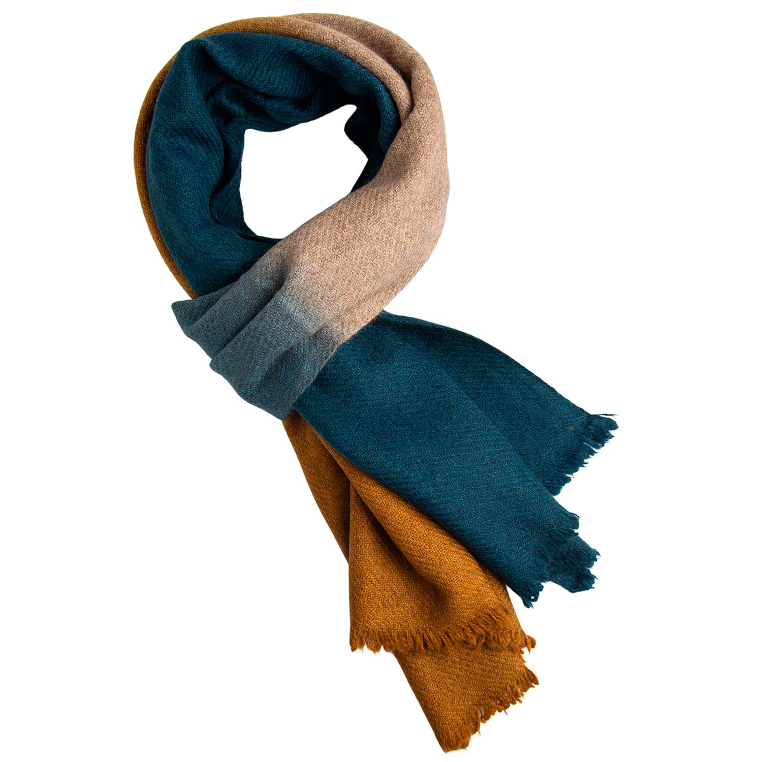 Écharpe en Yack - Dégradé Bleu & Ocre