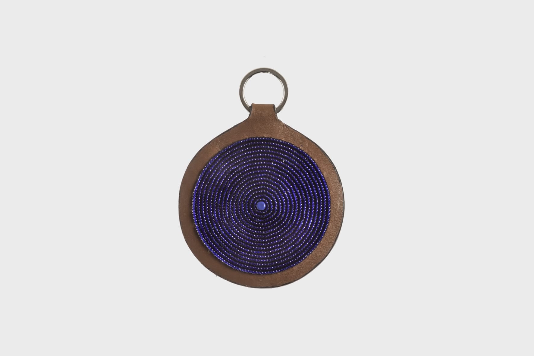Porte-Clés / Galileo en Cuir et Perles Masai - Bleu