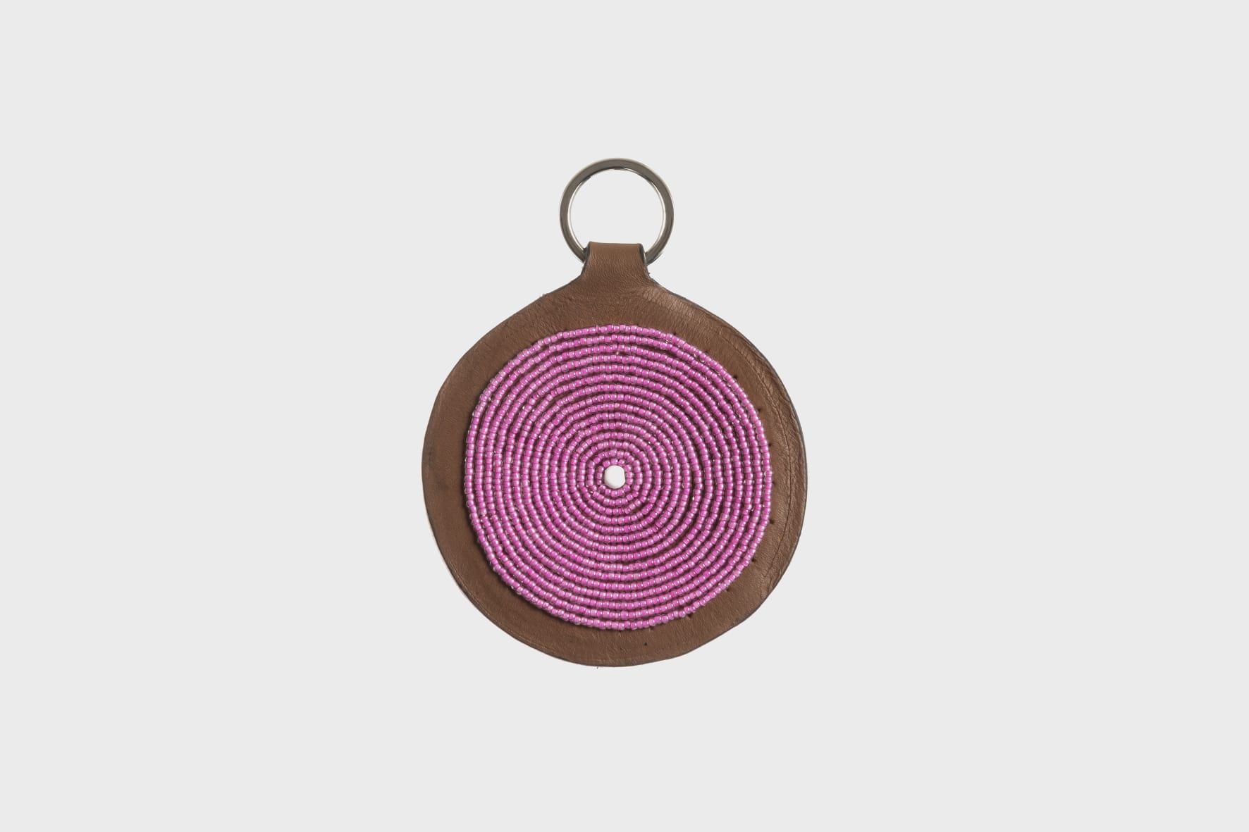 Porte-Clés / Galileo en Cuir et Perles Masai - Rose