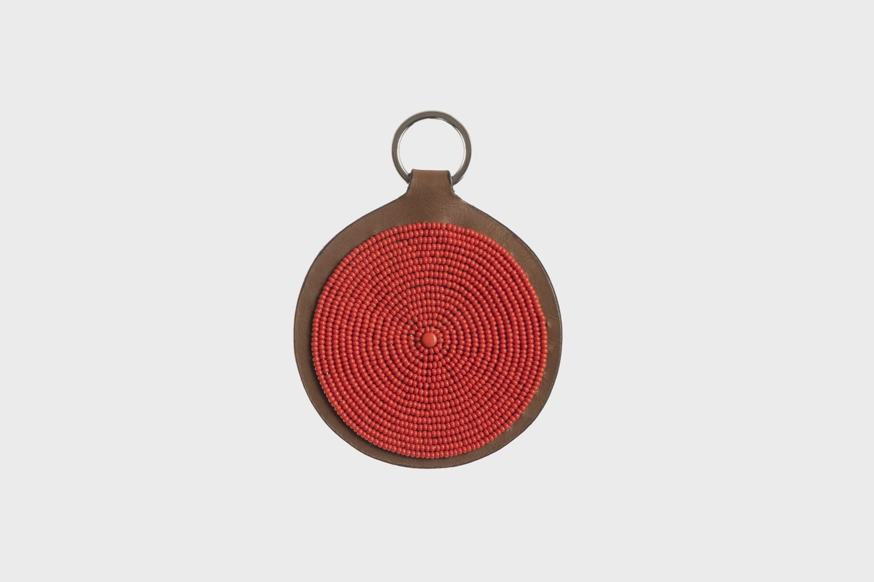 Porte-Clés / Galileo en Cuir et Perles Masai - Rouge
