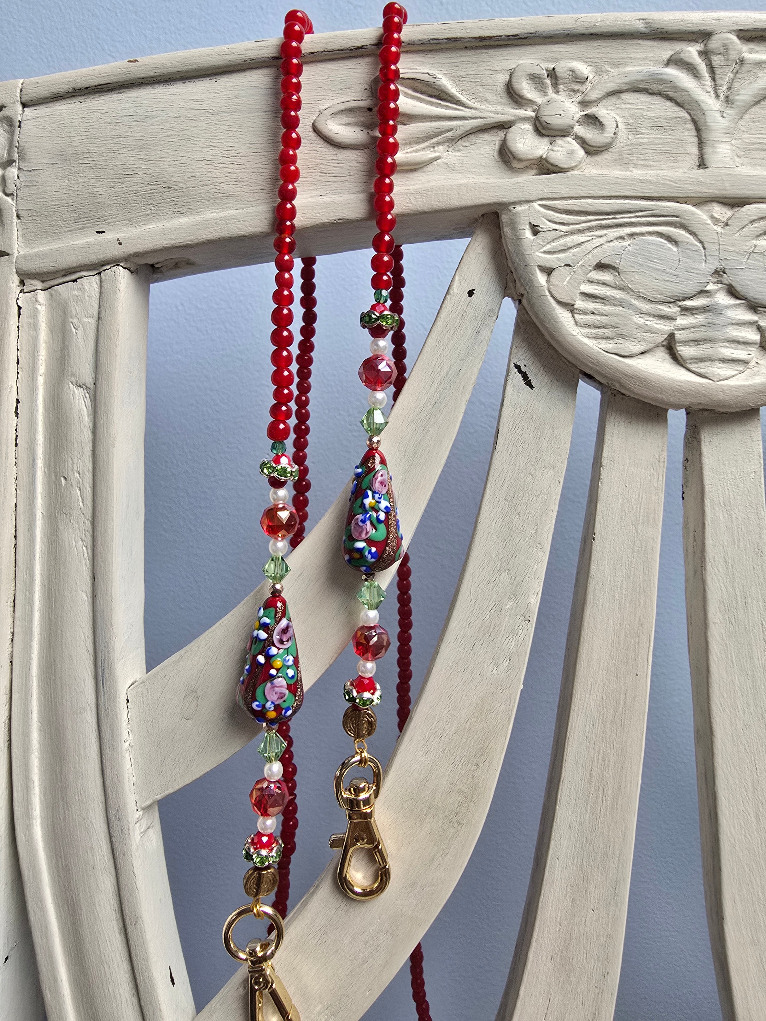 Bandoulière Rosa Perles de Burano Rouge