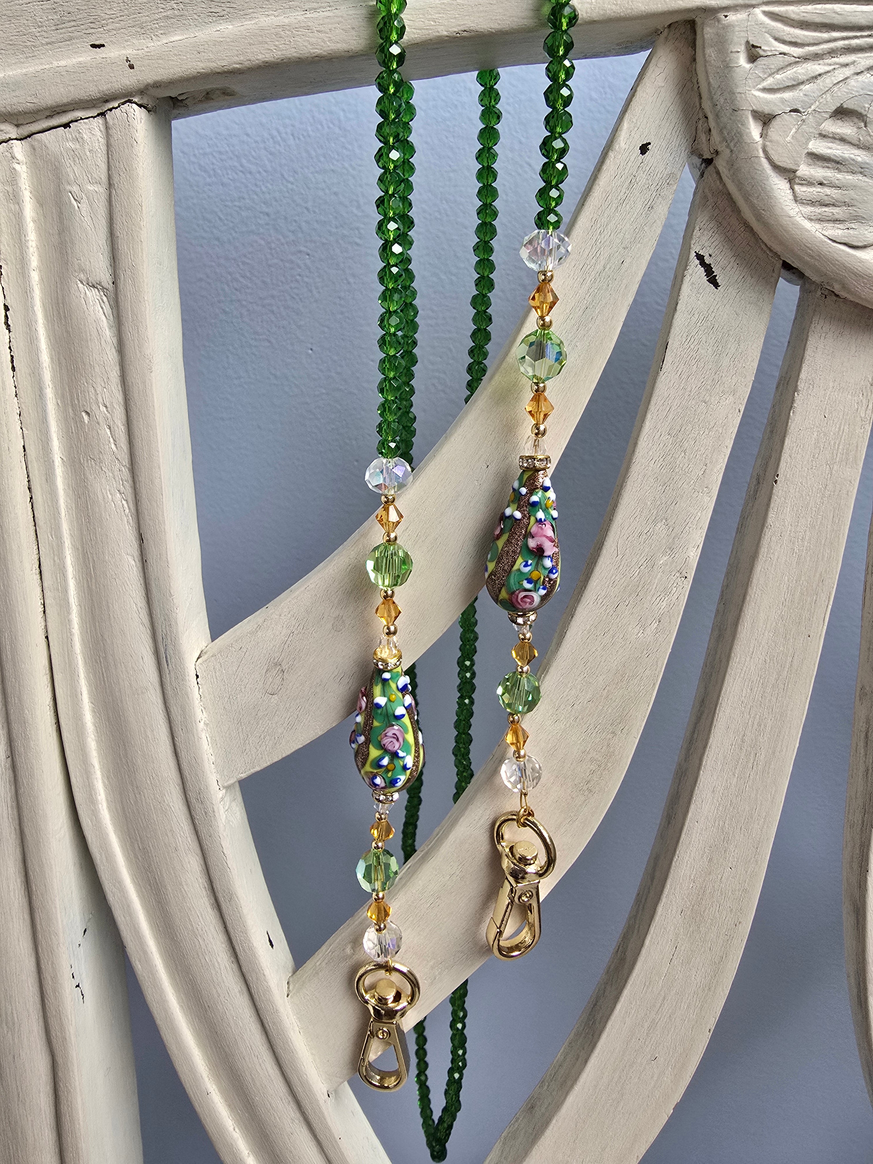 Bandoulière Rosa Perles de Burano Vert