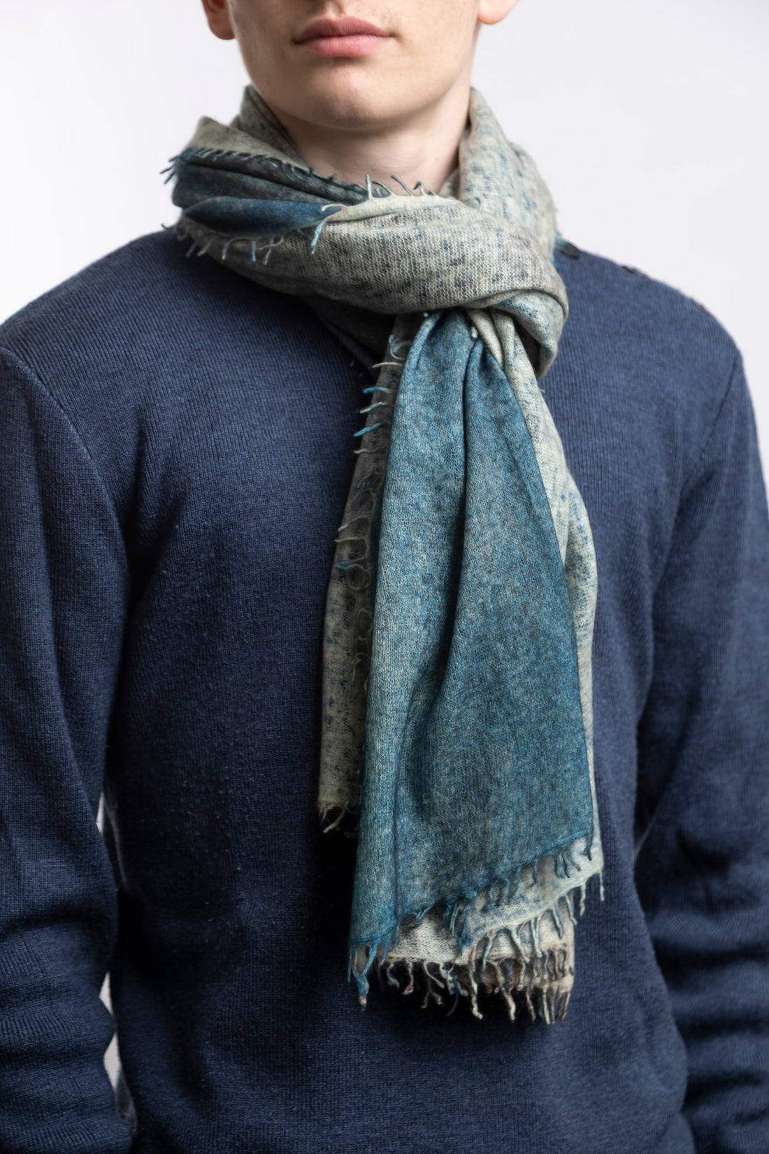Echarpe en Cashmere Spray - Bleu