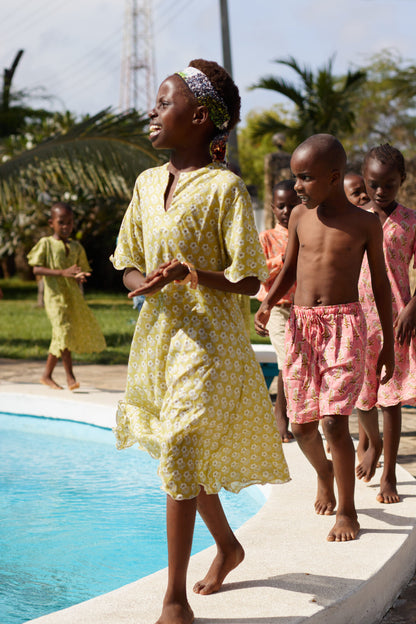 Robe enfant été manches courtes en coton léger