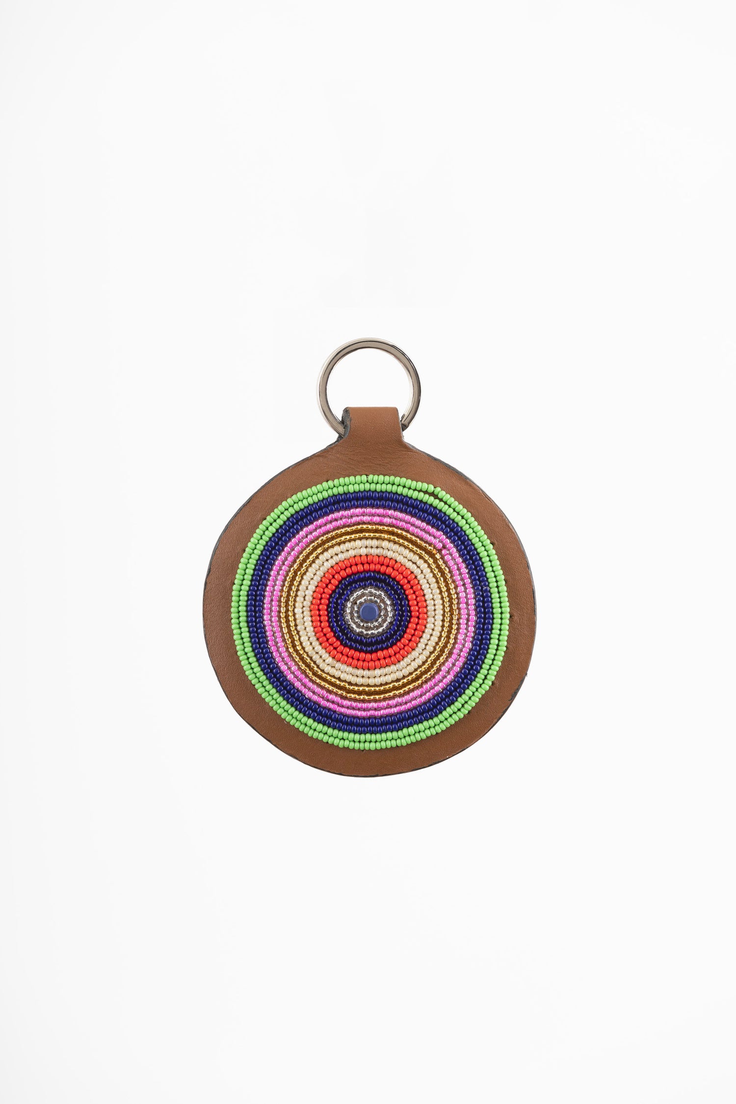 Porte-Clés / Galileo en Cuir et Pastille Masai - Multicolore (Vert Clair, Blue, Rose, Or, Ivoire, Rouge, Bleu, Argent)