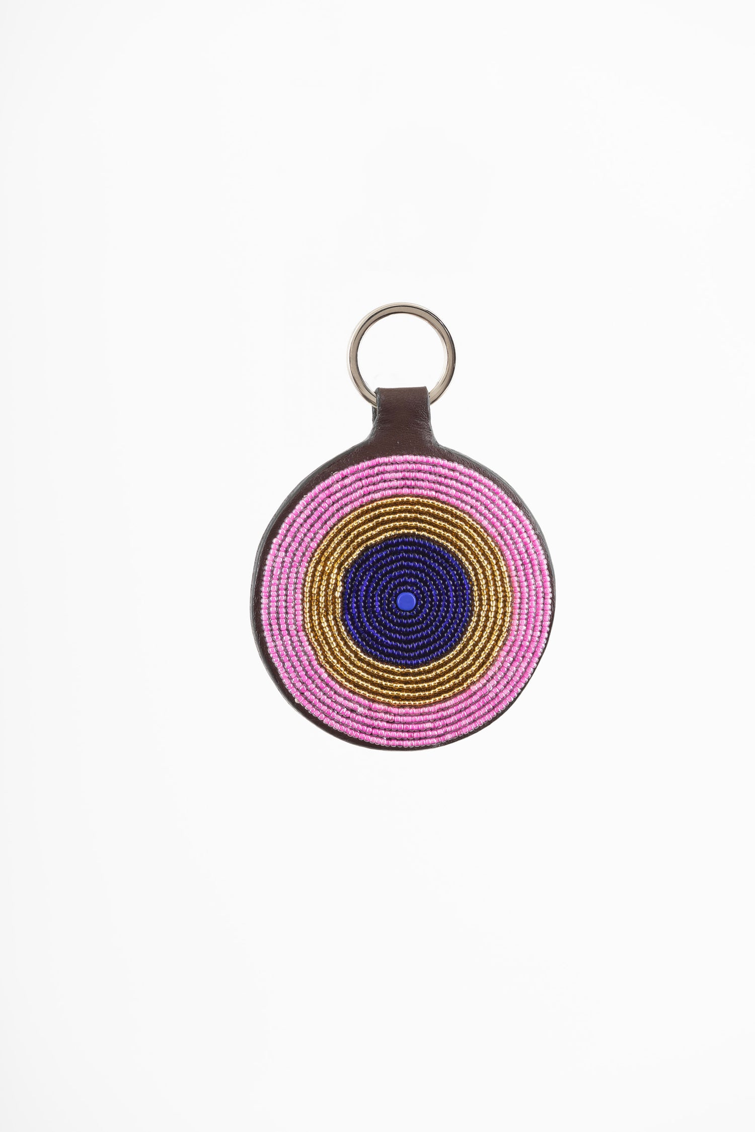 Porte-Clés / Galileo en Cuir et Pastille Masai - Rose / Bleu / Doré
