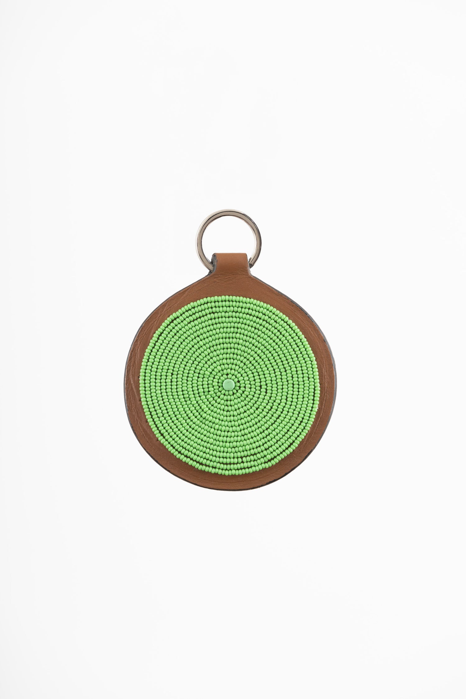 Porte-Clés / Galileo en Cuir et Perles Masai - Vert